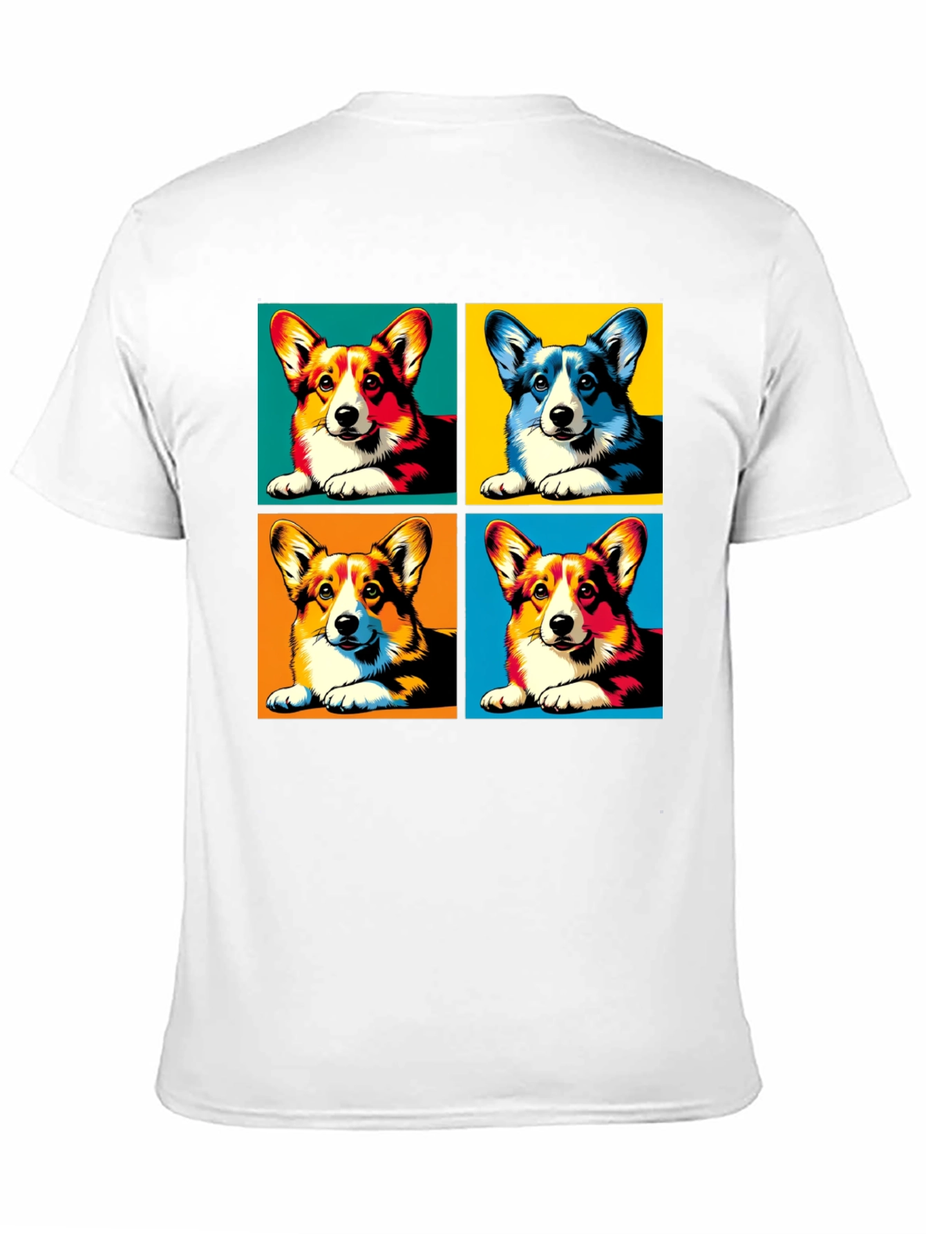 Black Pop Art Corgi Dog T-Shirt view 11