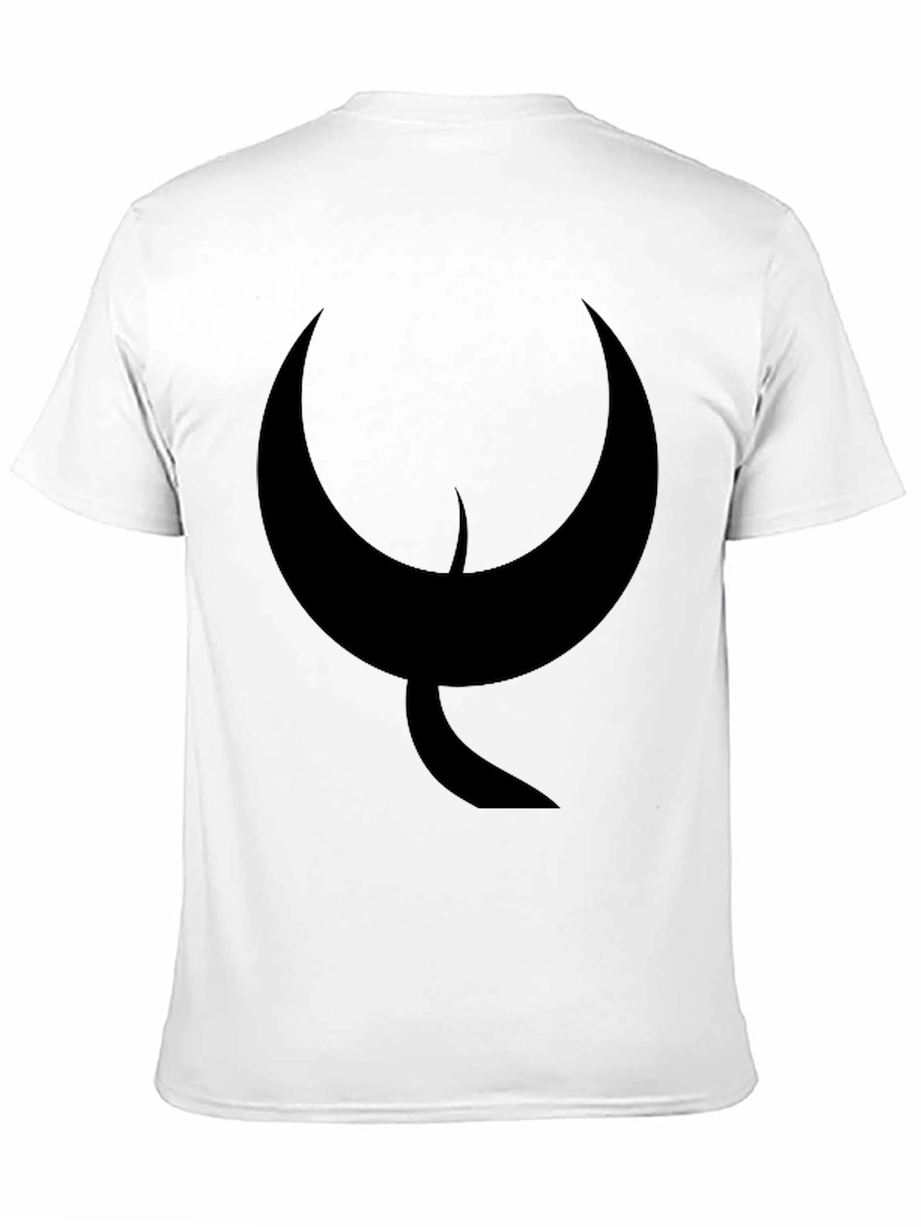 Black Men's Black T-Shirt with Abstract Crescent Moon Design view 11
