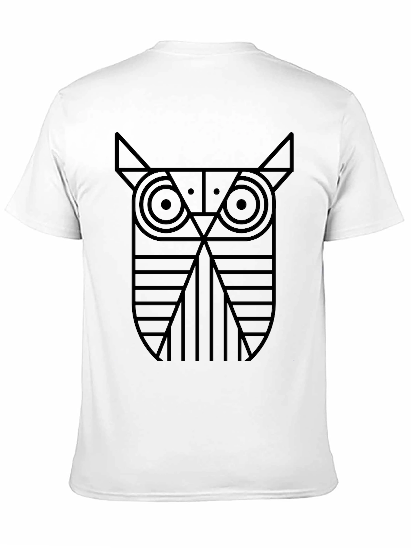 Black Geometric Owl Graphic Tee - Black Cotton T-Shirt view 11