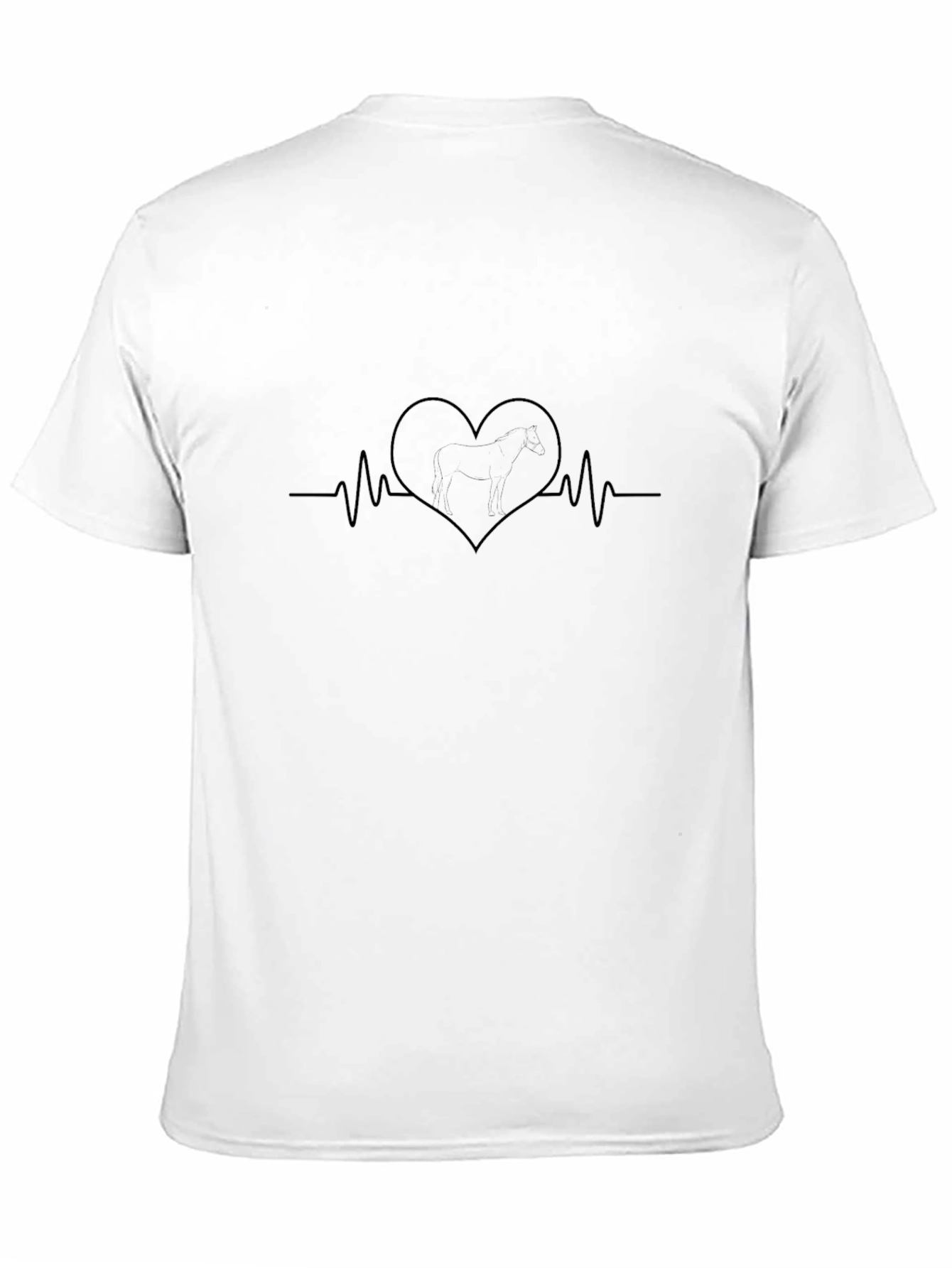 Black Heartbeat Horse T-Shirt - Black Cotton Tee view 11
