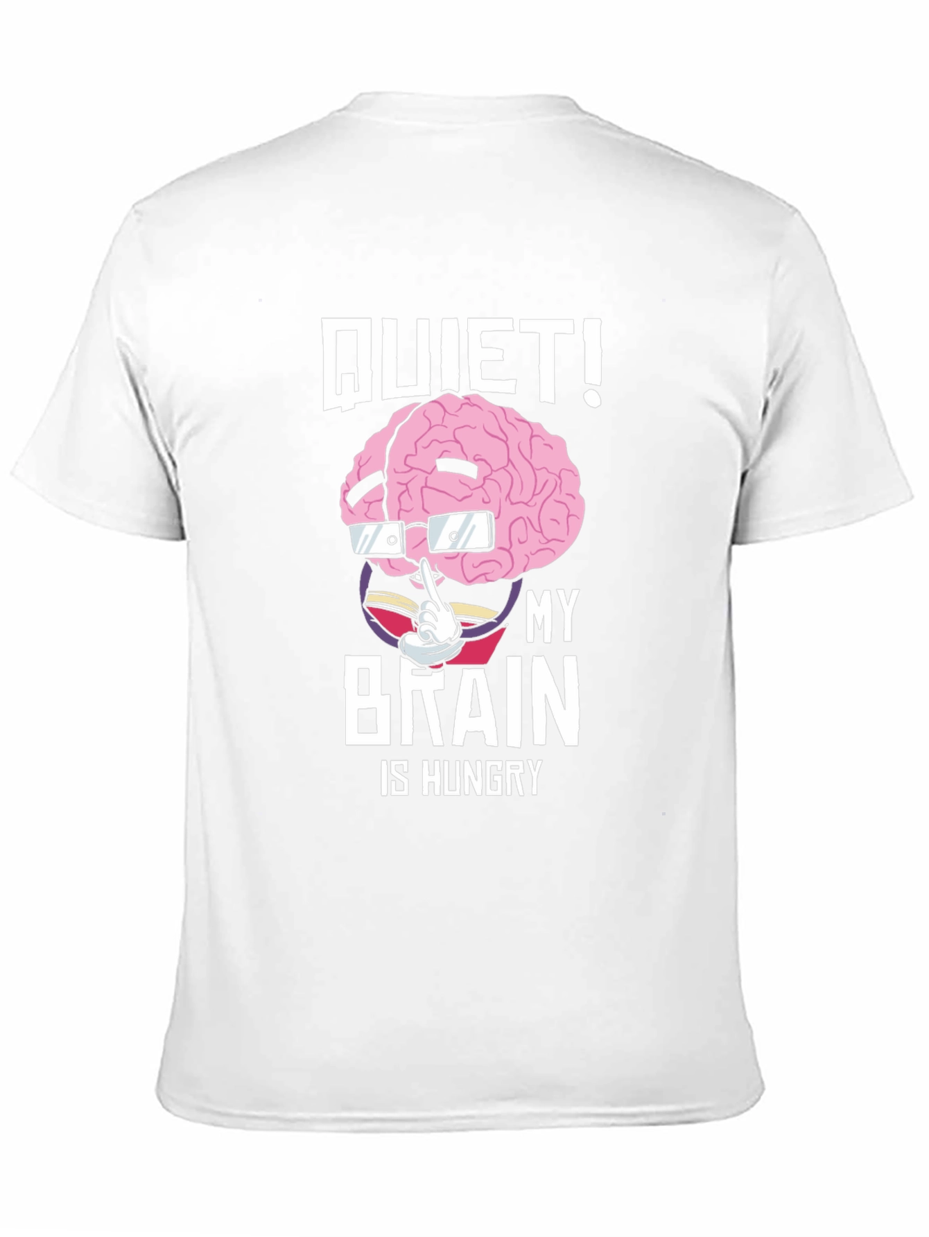 Black Quiet! My Brain is Hungry Graphic Tee view 11