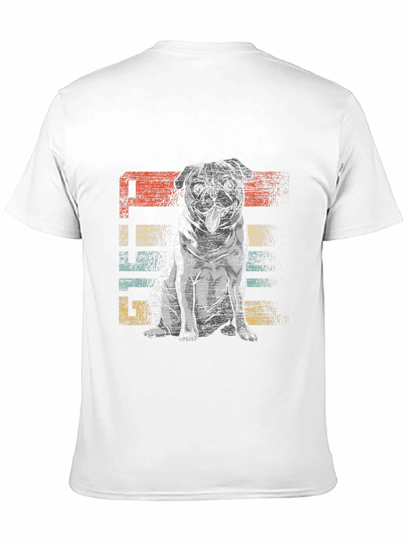 Black Retro Pug Graphic Tee - Unisex Black T-Shirt view 11