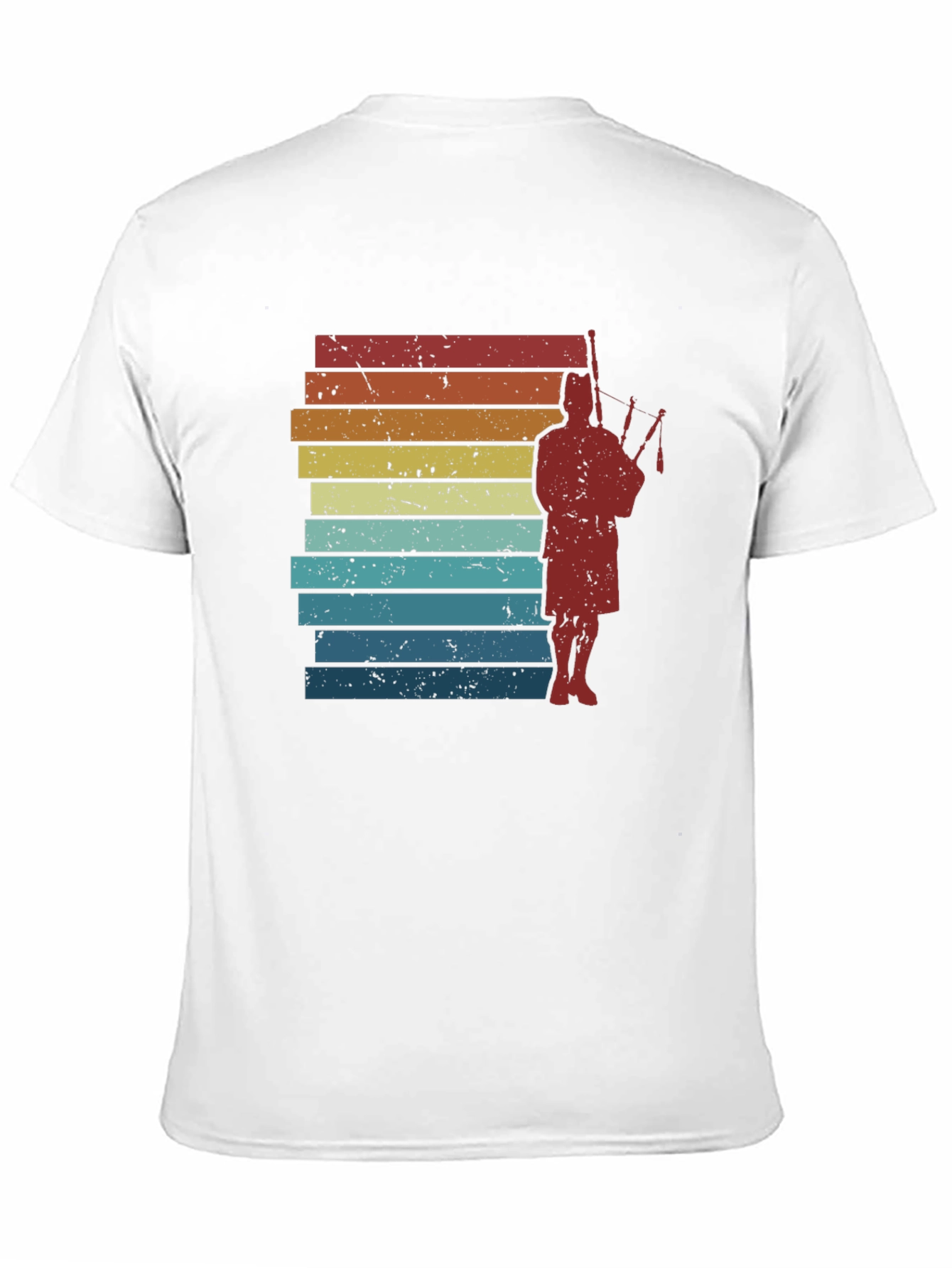 Black Retro Bagpiper T-Shirt - Vintage Scottish Design view 11