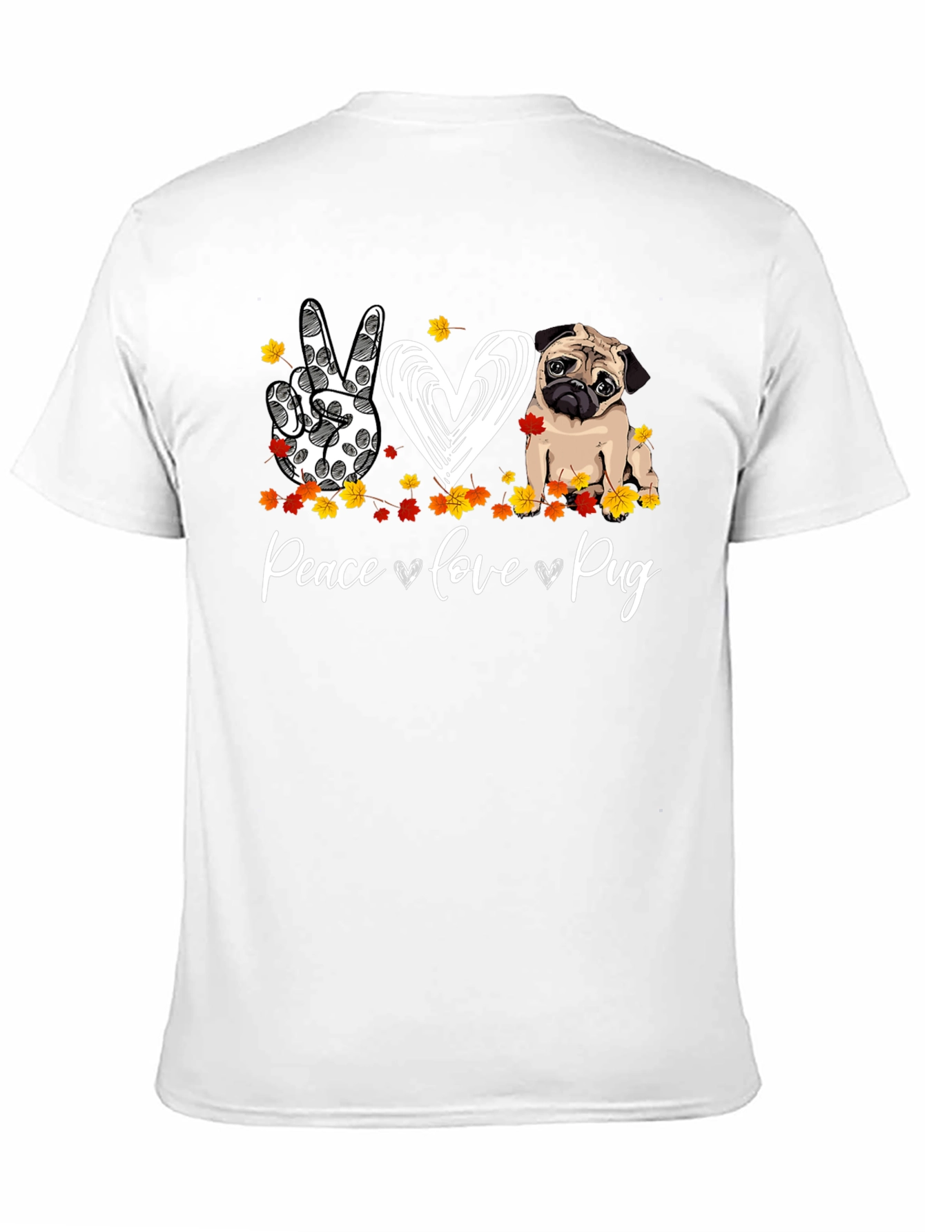 Peace Love Pug Graphic T-Shirt - 11