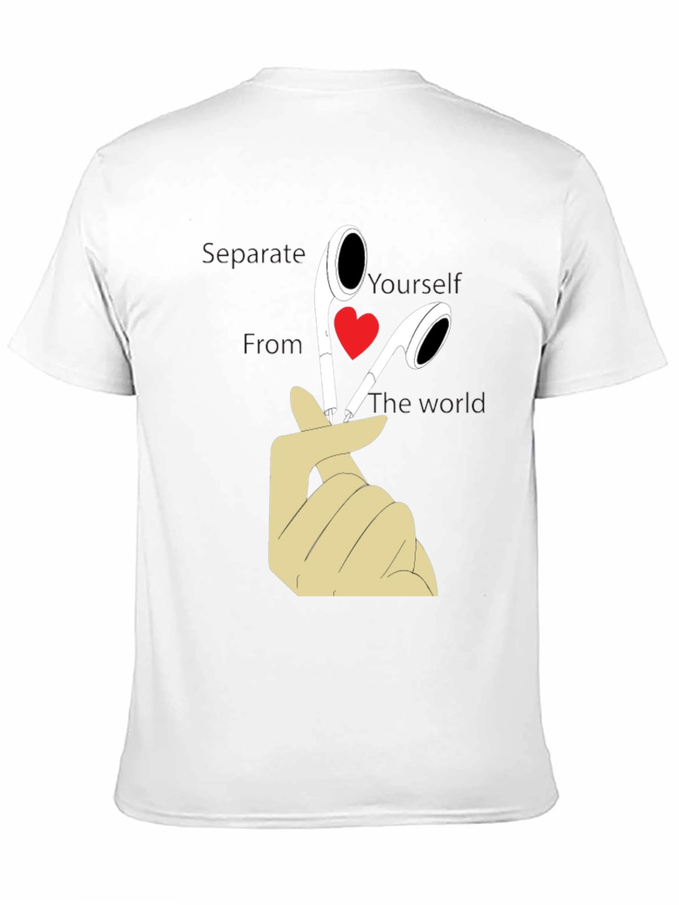 Black Heart Headphones Graphic T-Shirt - Separate Yourself view 11