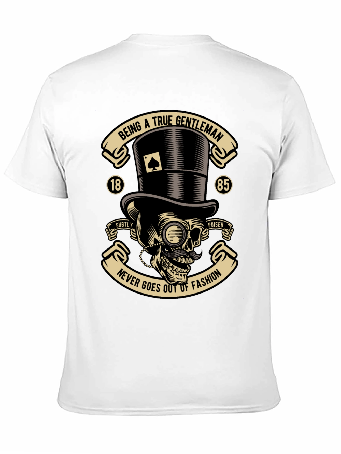 Black Gentleman Skull Graphic Tee - Never Out of Fashion view 11