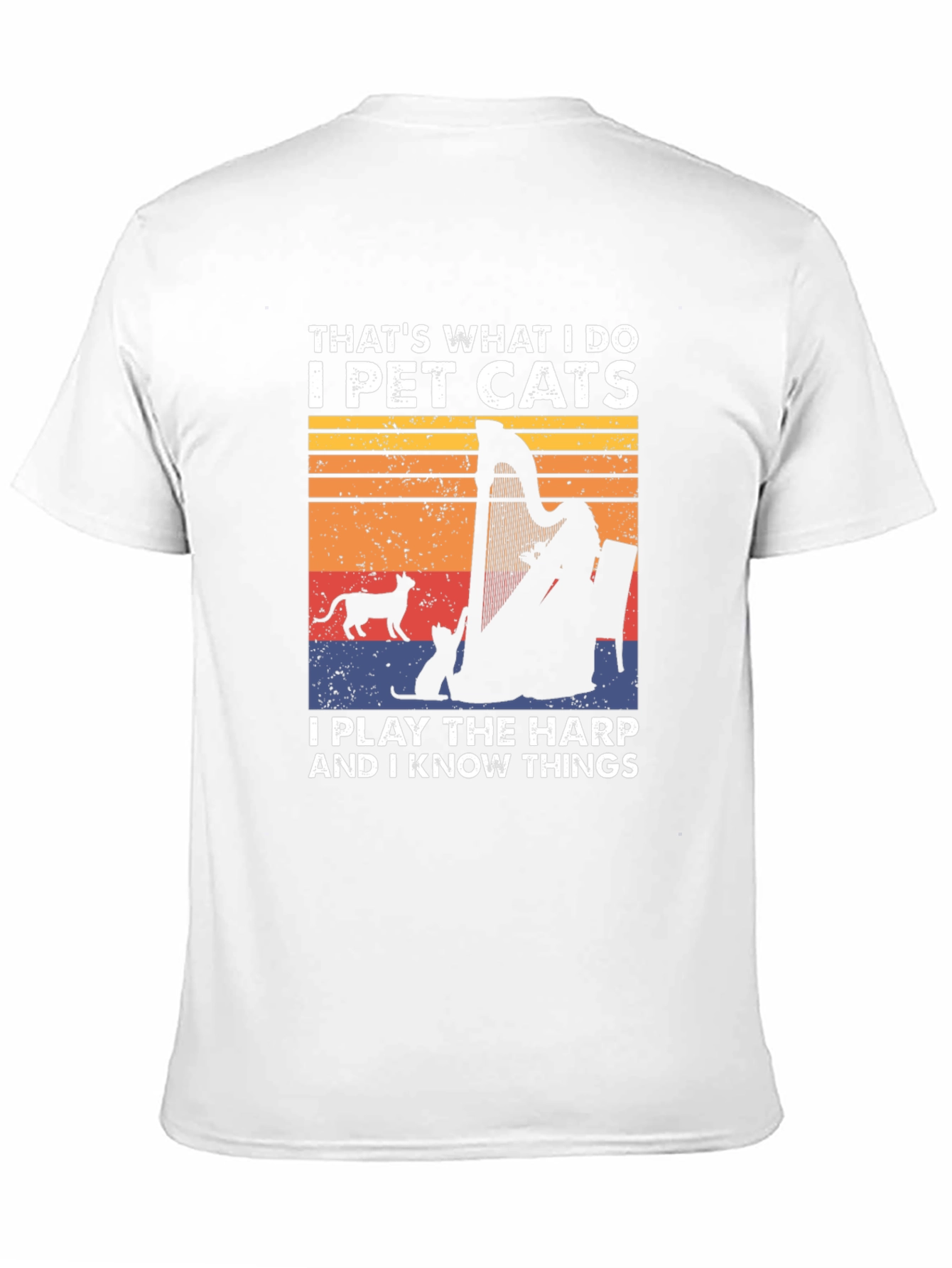 Black Pet Cats & Harp Player Graphic T-Shirt view 11