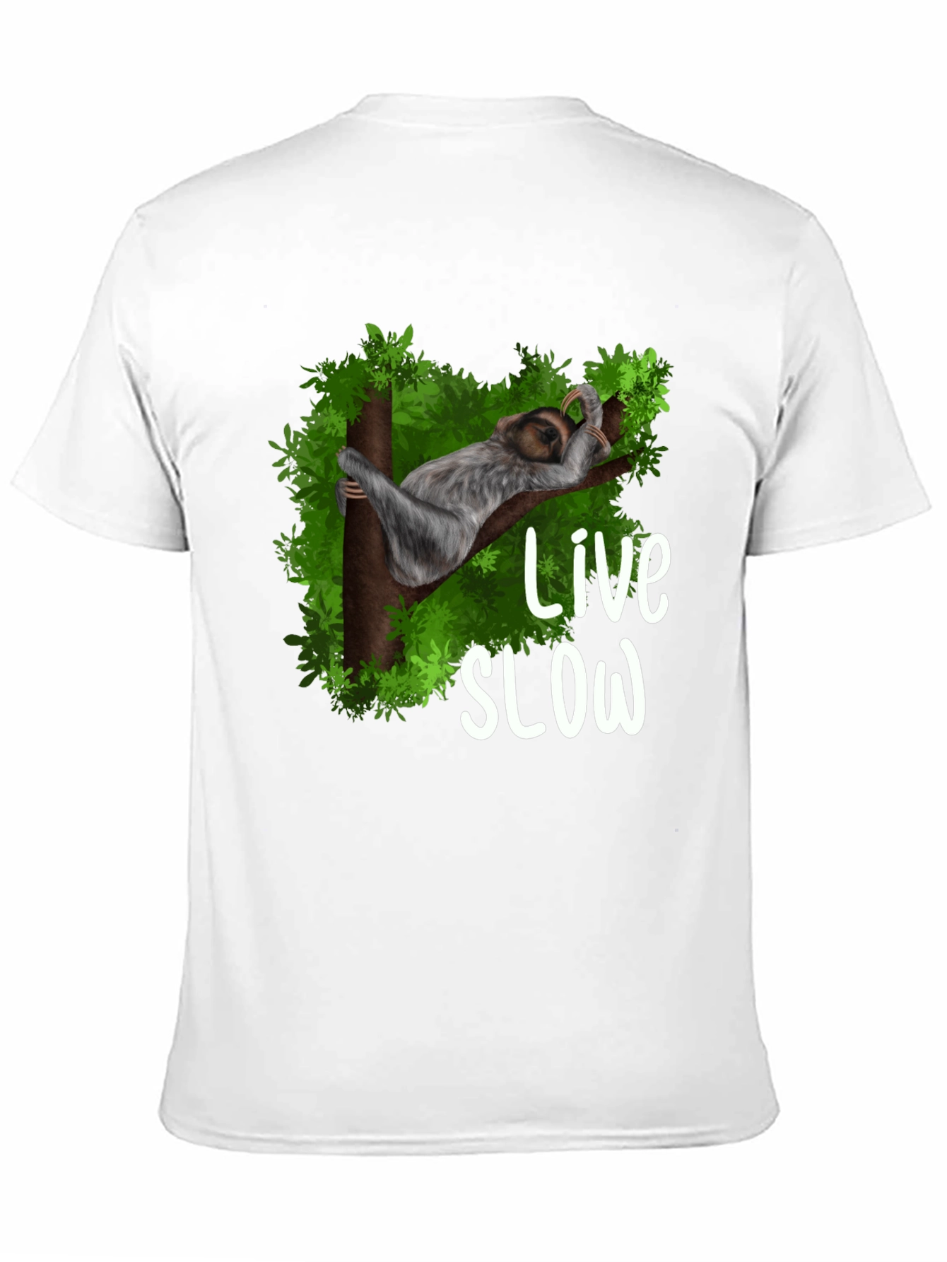 Black Live Slow Sloth Graphic Tee - Unisex Black T-Shirt view 11