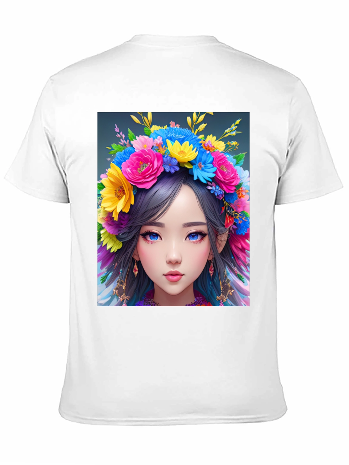Black Floral Crown Girl Graphic T-Shirt view 11