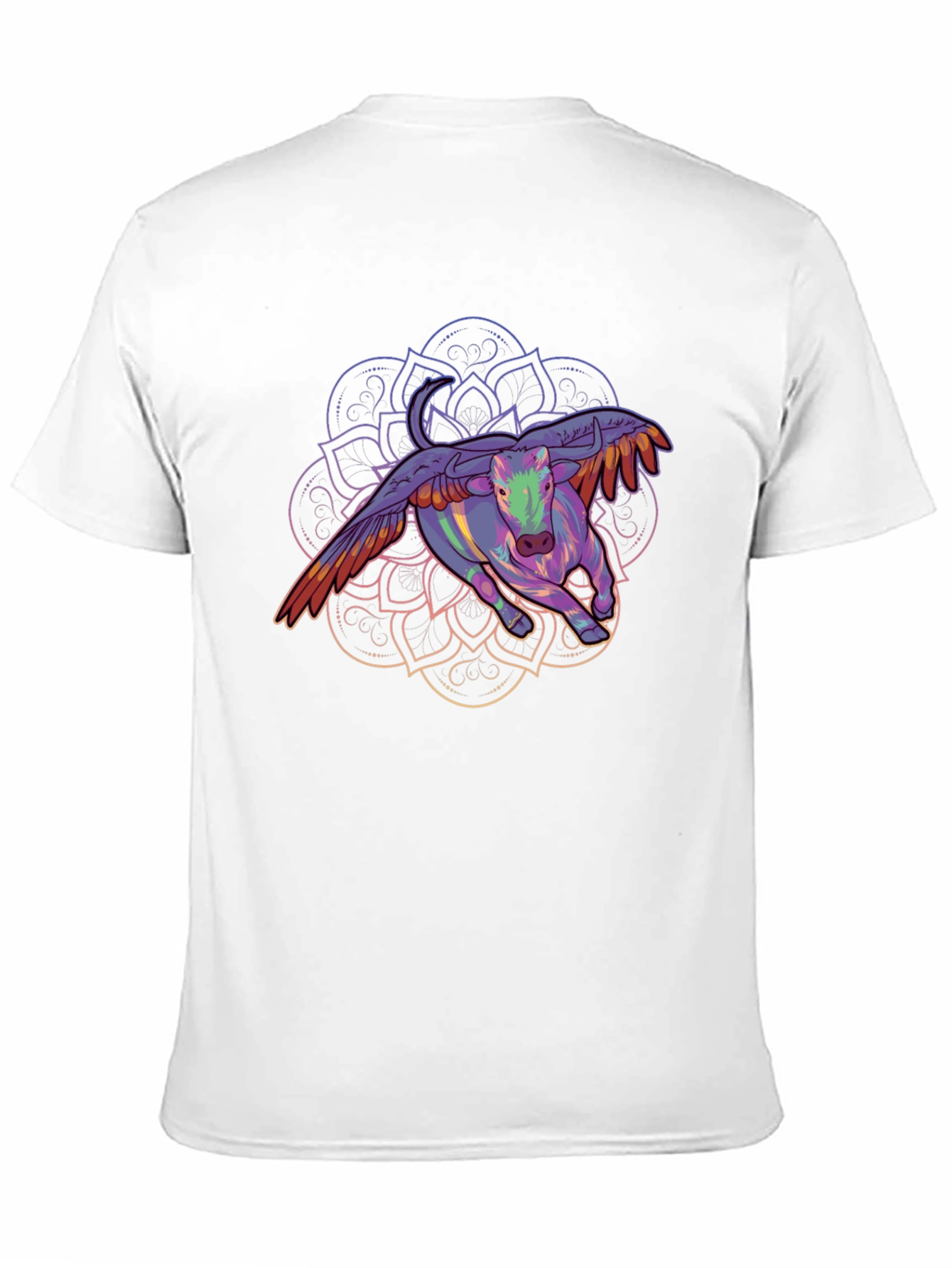 Black Winged Bull Mandala Graphic Tee - Black view 11