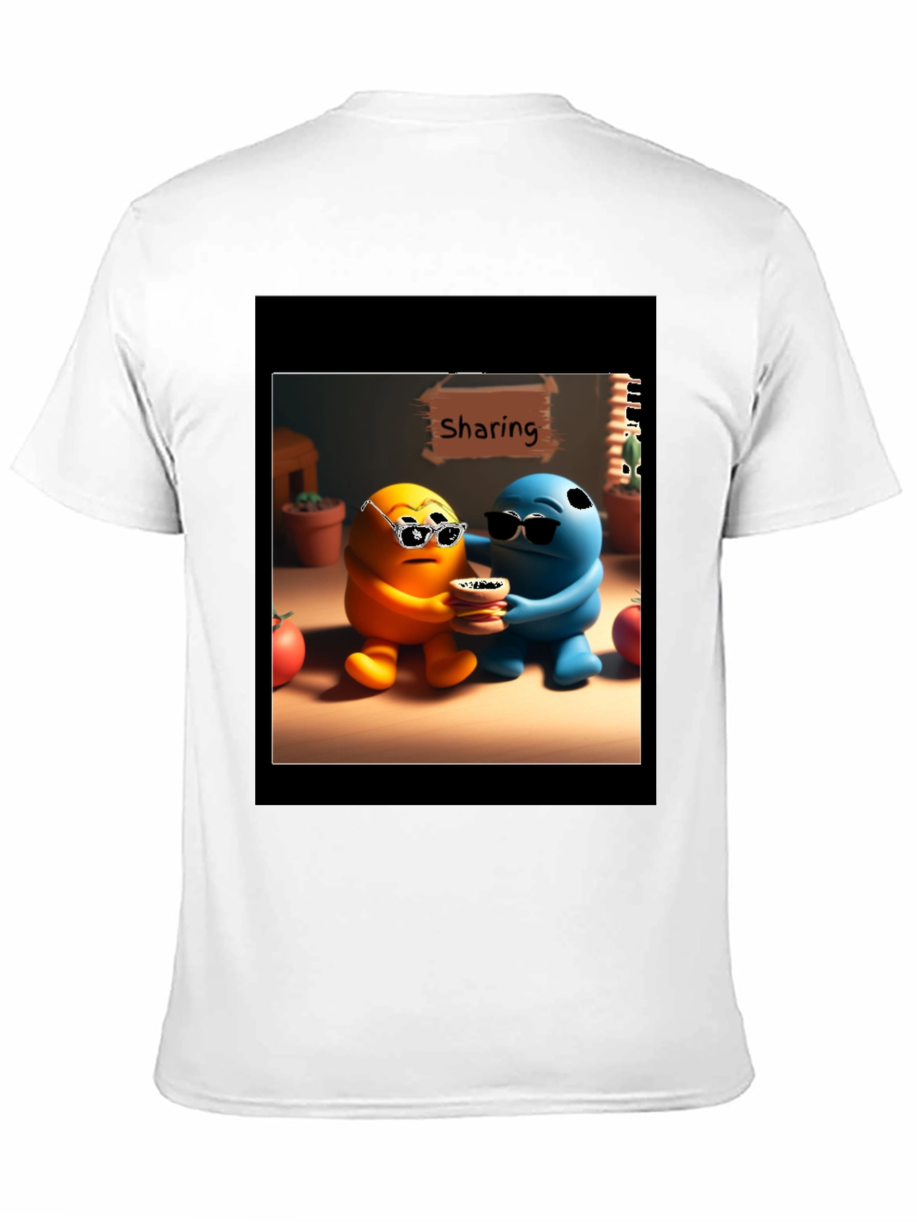 Black Sharing Cartoon Character Graphic Tee - Black view 11