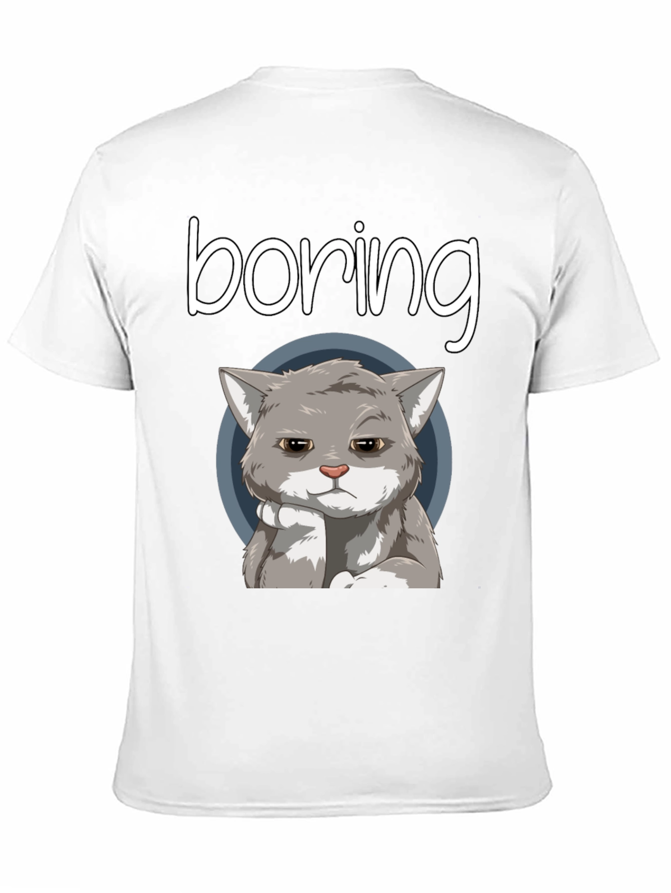 Black Boring Cat T-Shirt - Funny Graphic Tee view 11