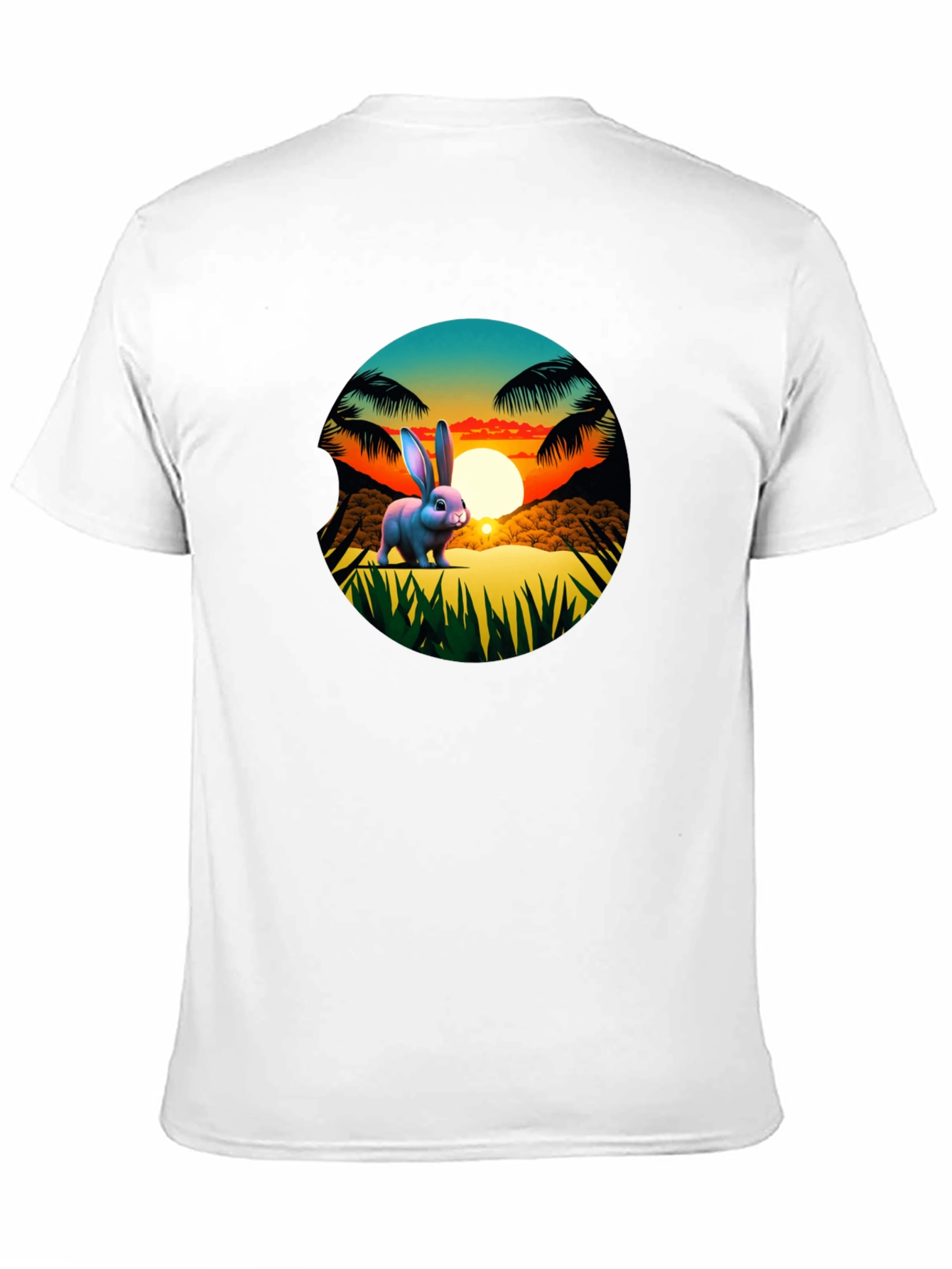 Black Tropical Bunny Sunset Graphic Tee view 11