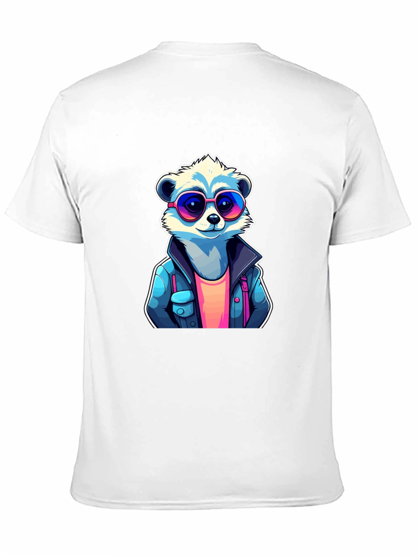 Black Cool Raccoon Graphic Tee - Black Cotton T-Shirt view 11