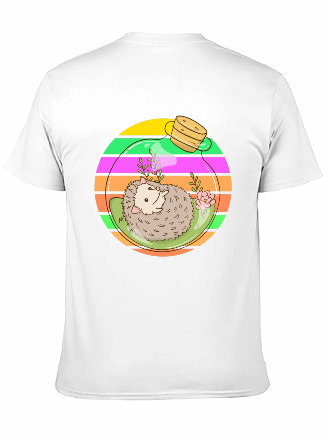 Black Hedgehog Terrarium Graphic Tee - Novelty T-Shirt view 11