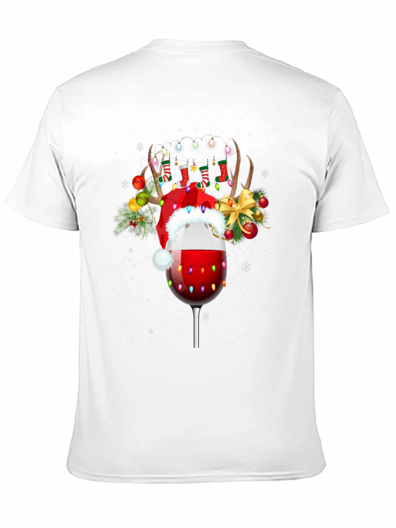 Black Festive Wine Glass Christmas T-Shirt view 11