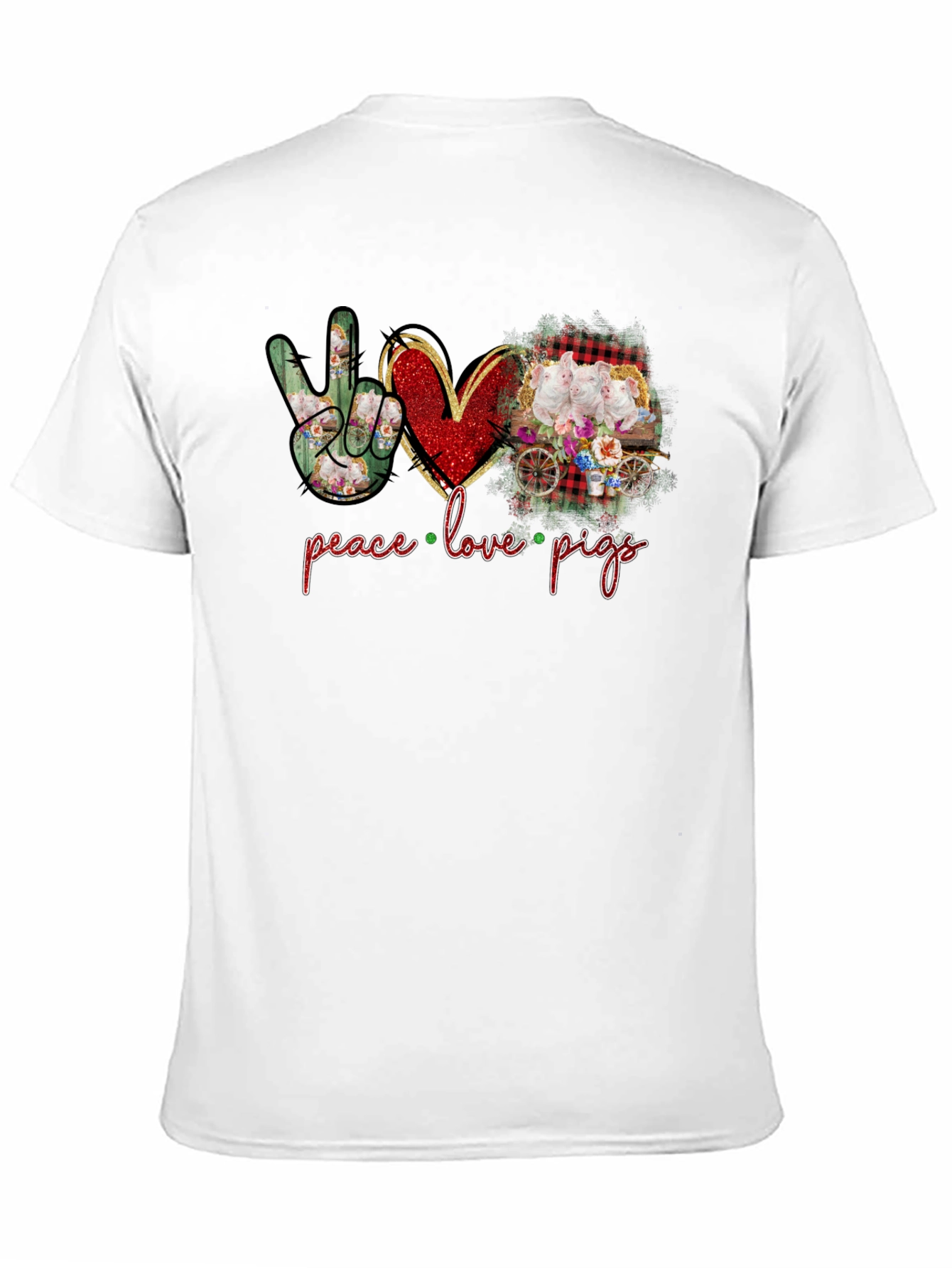 Black Peace Love Pigs Graphic T-Shirt view 11