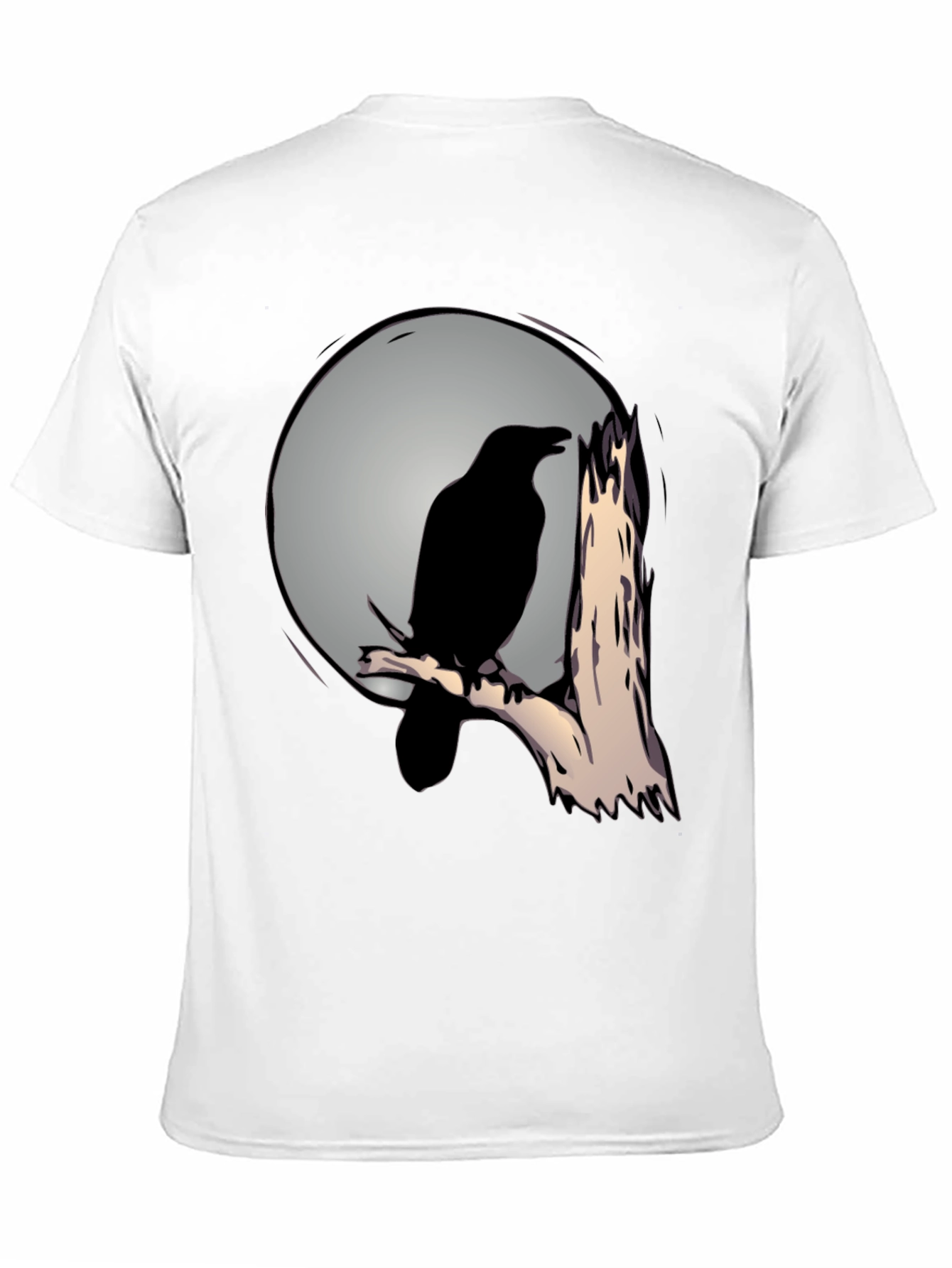 Black Raven on Moonlit Branch T-Shirt - Dark Aesthetic Tee view 11