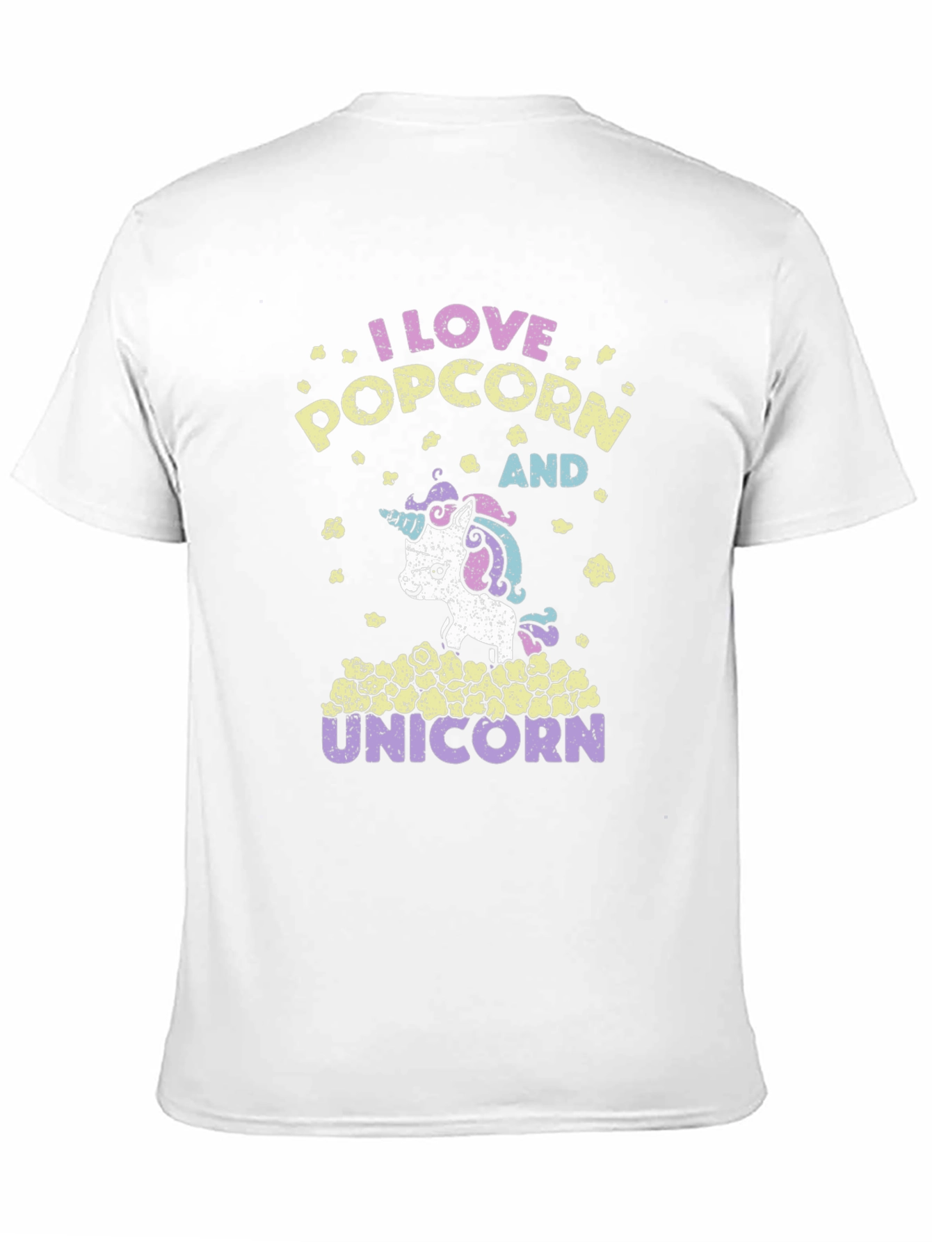 Black I Love Popcorn and Unicorns Graphic T-Shirt view 11