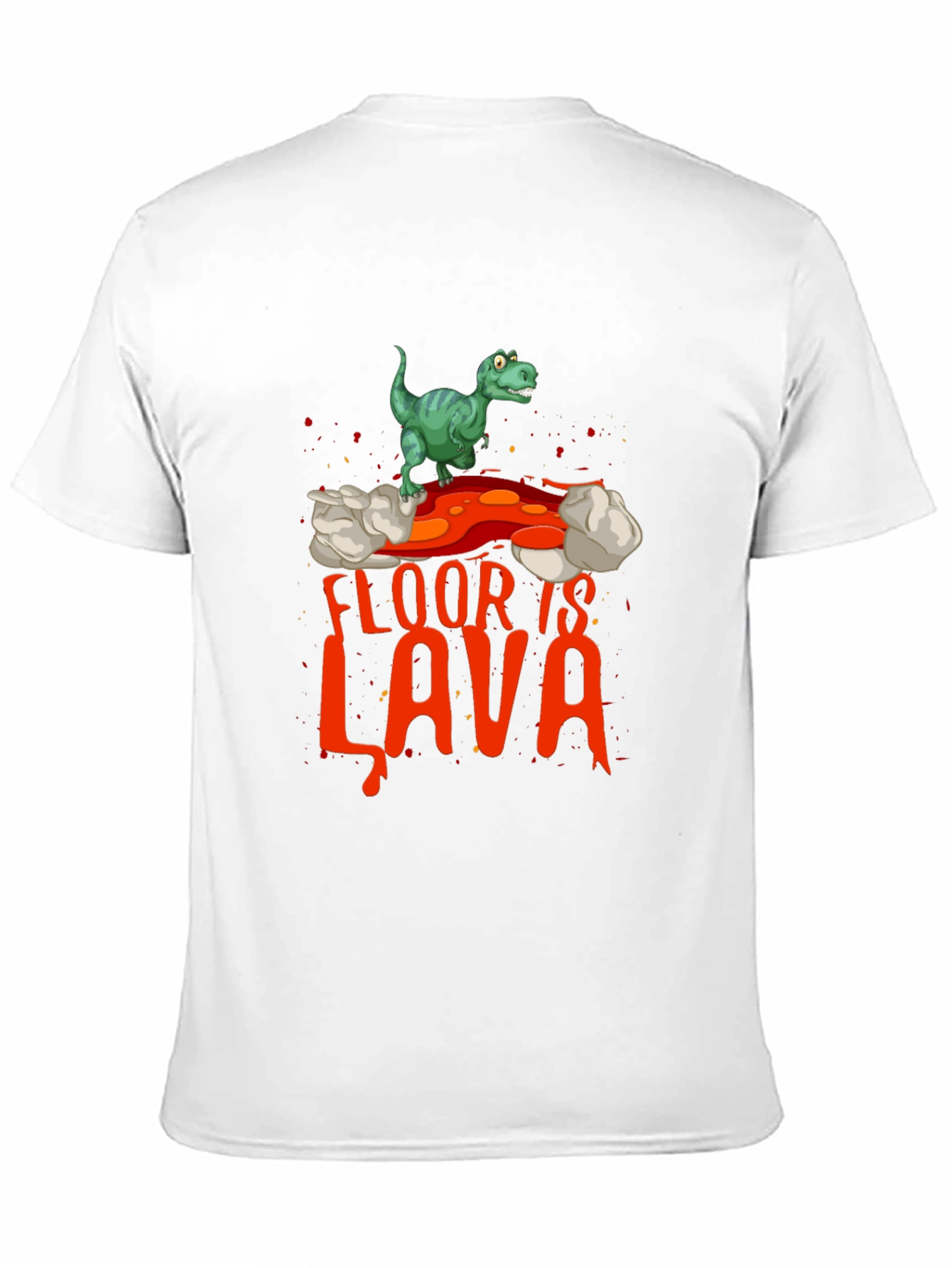 Black Funny 'The Floor is Lava' Dinosaur Graphic Tee view 11