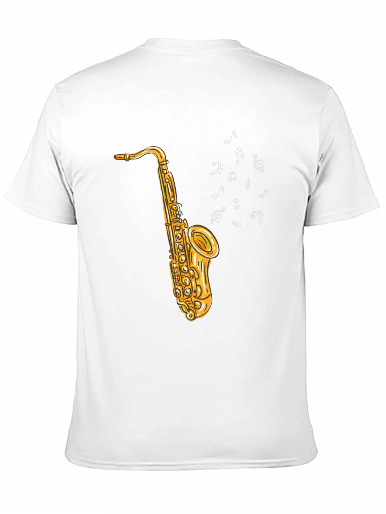Black Saxophone Graphic Tee - Musical Notes Design view 11