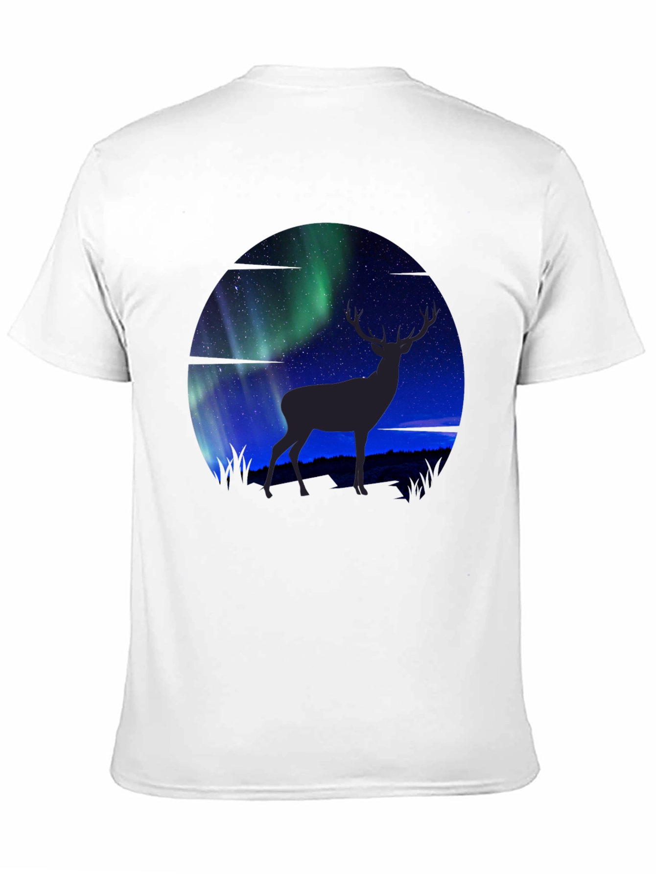 Black Aurora Deer Graphic T-Shirt view 11
