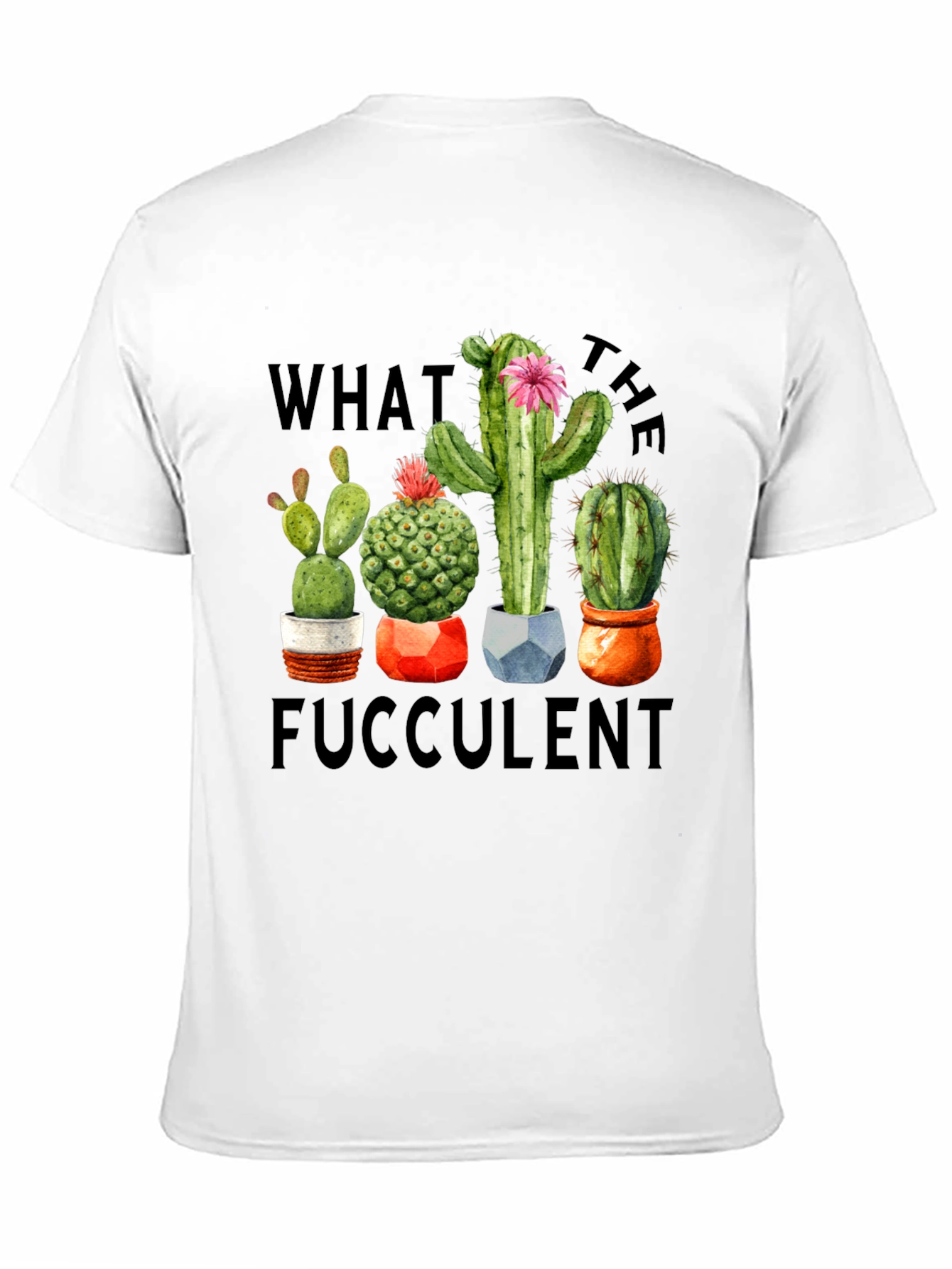 Black "What the Fucculent" Cactus Graphic T-Shirt view 11