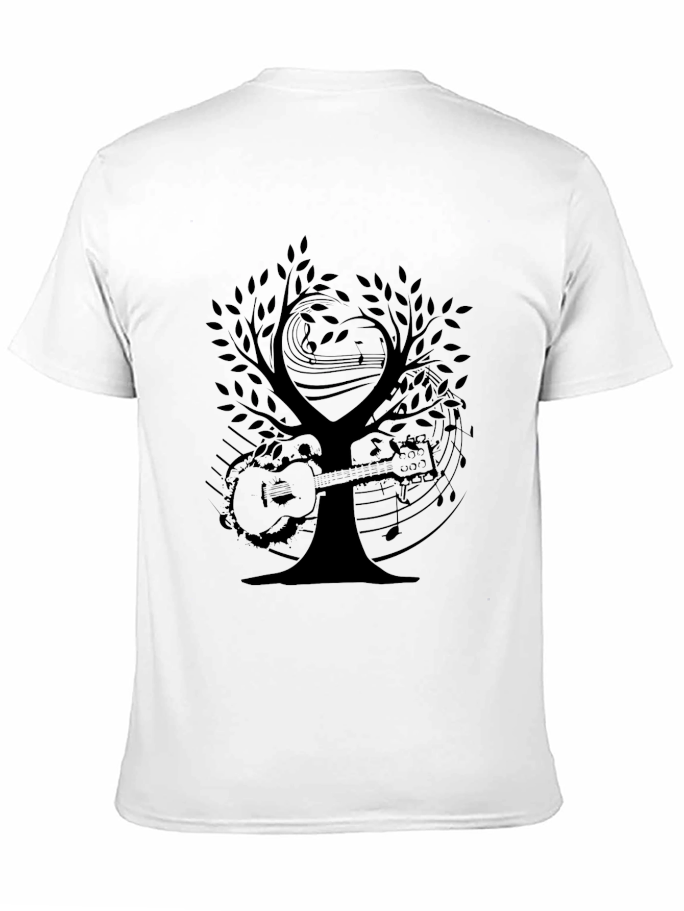 Black Musical Tree Graphic Tee - Black Cotton T-Shirt view 11