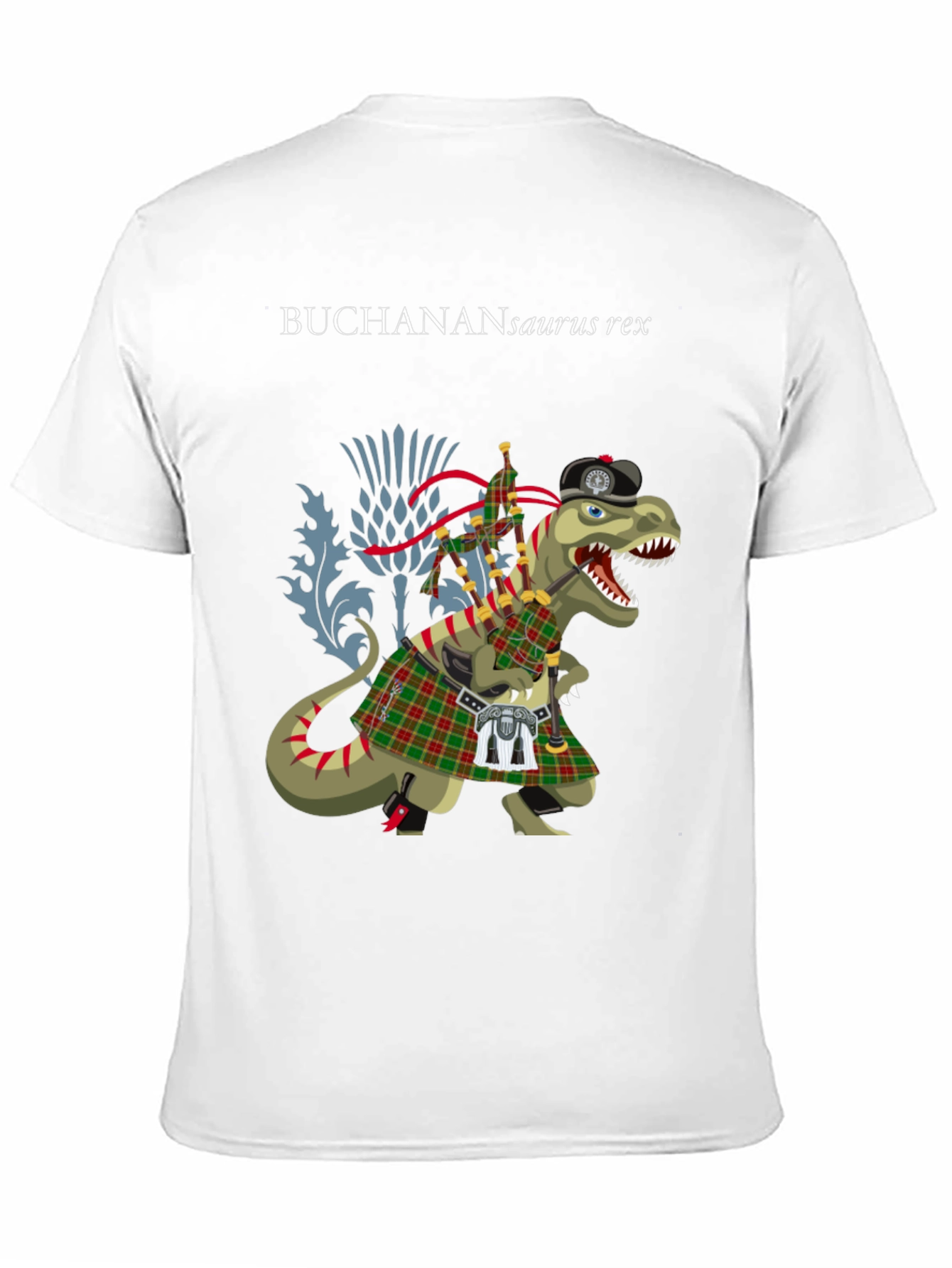 Black Buchanan T-Rex Scottish Kilt T-Shirt view 11