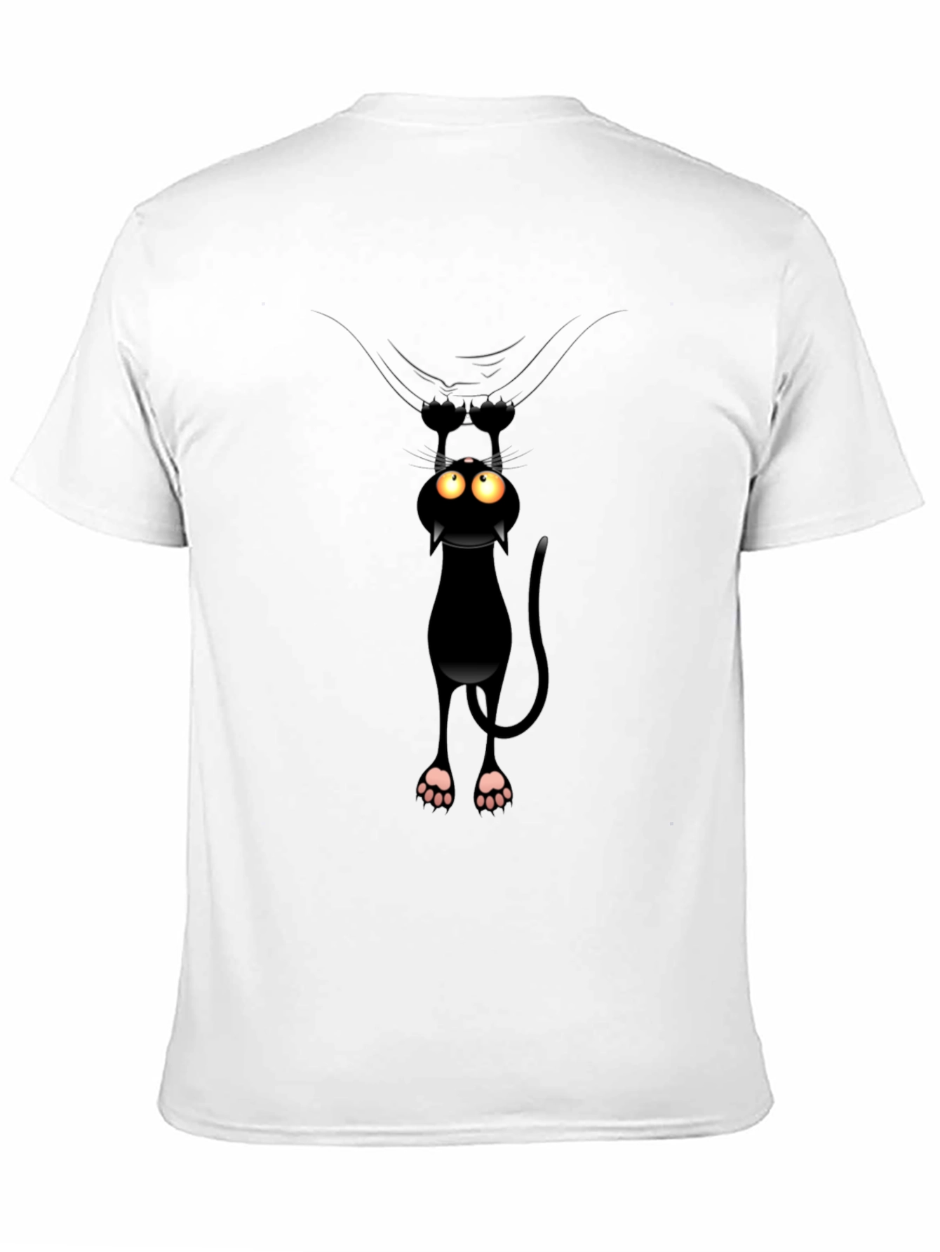 Funny Cat Hanging T-Shirt - Black Cotton Tee - 11