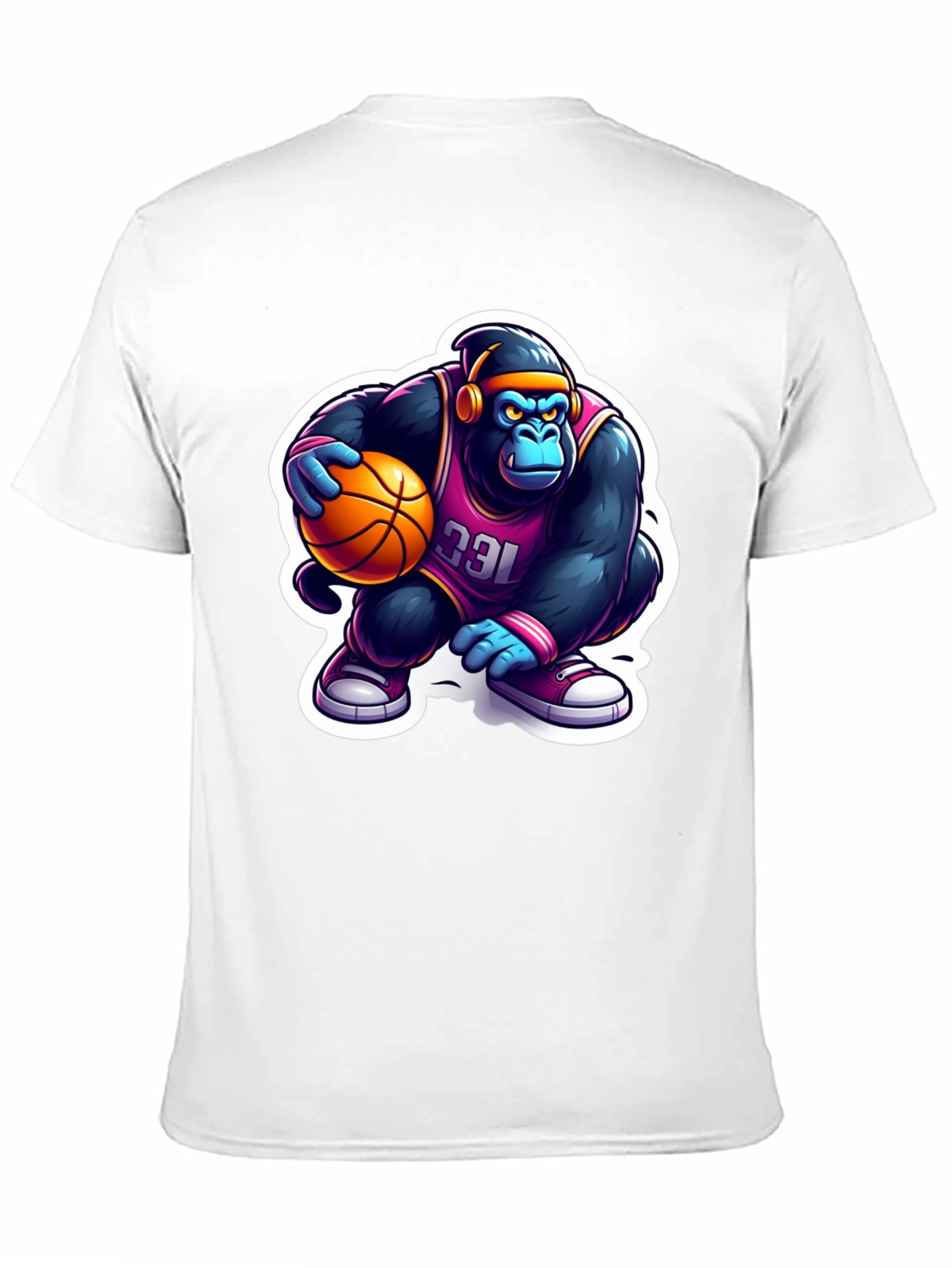 Black Gorilla Basketball T-Shirt - Cool Cartoon Design view 11