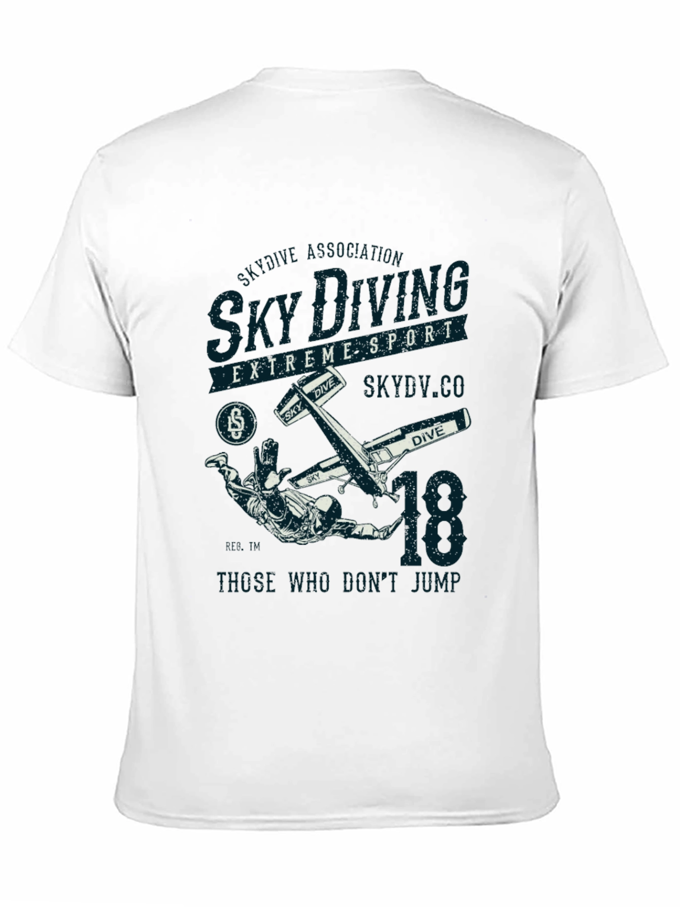 Black Sky Diving Extreme Sport Black Graphic T-Shirt view 11
