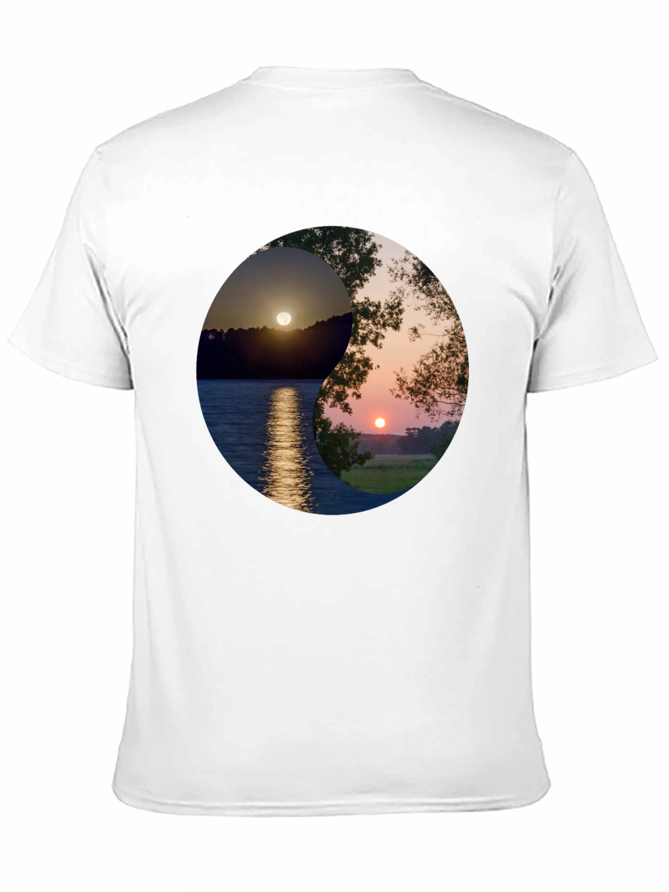 Black Yin Yang Sunset Graphic T-Shirt view 11