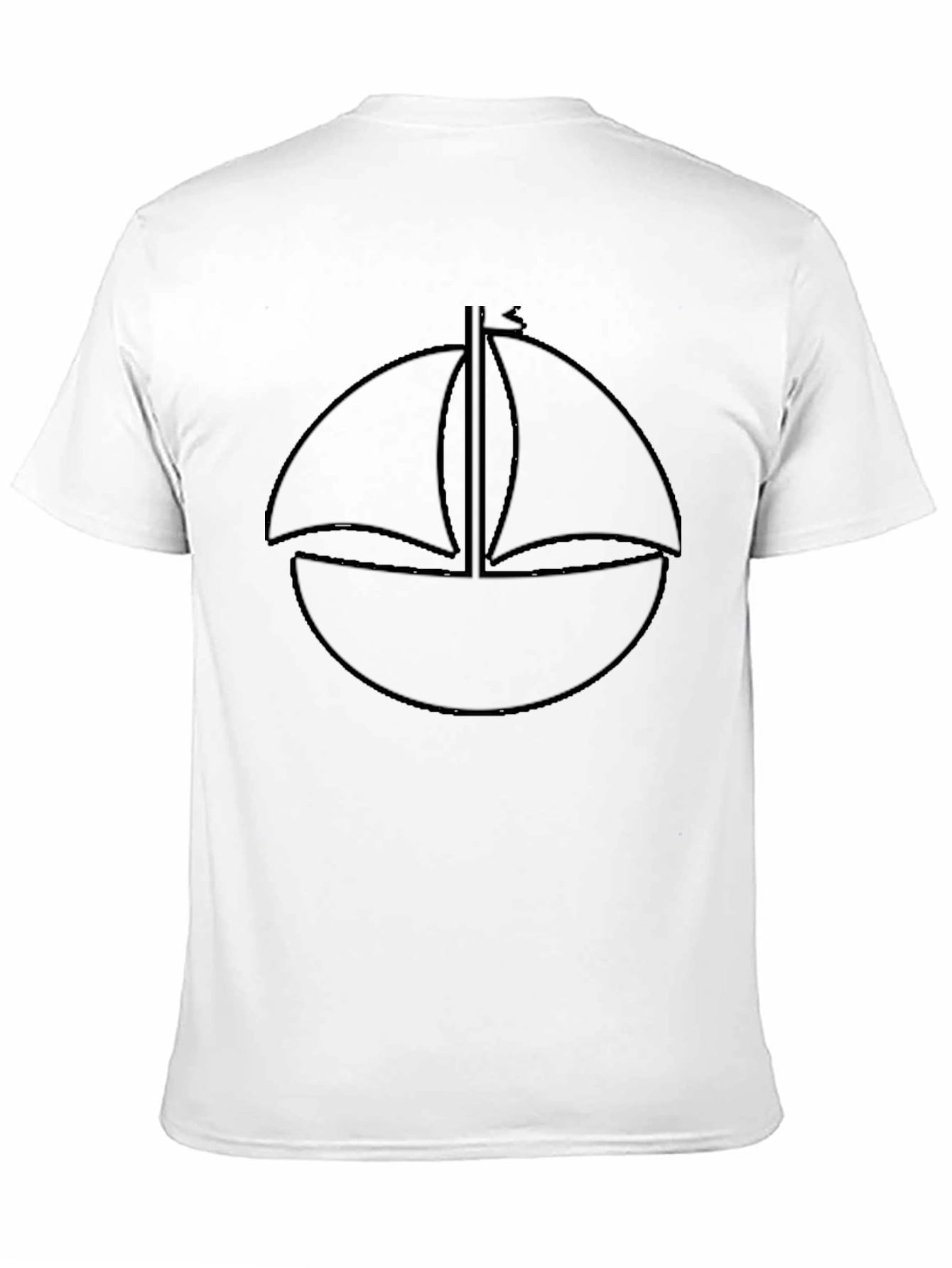 Black Minimalist Sailboat T-Shirt - Black Cotton Tee view 11