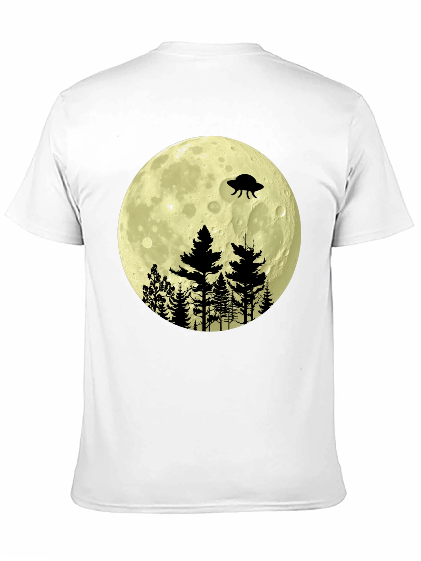Black UFO Moon Forest Graphic Tee view 11