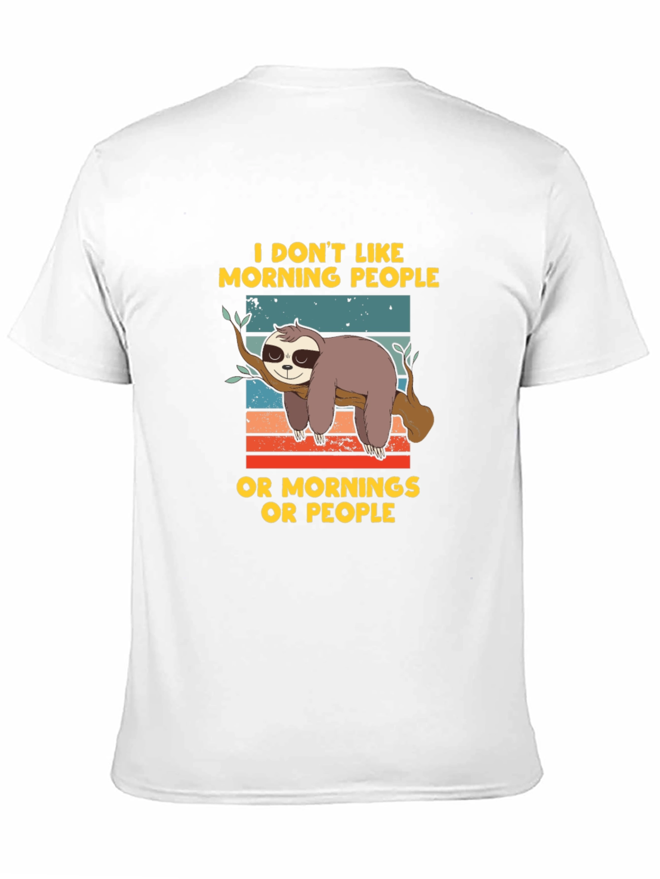 Black Funny Sloth T-Shirt - "I Don't Like Morning People" view 11