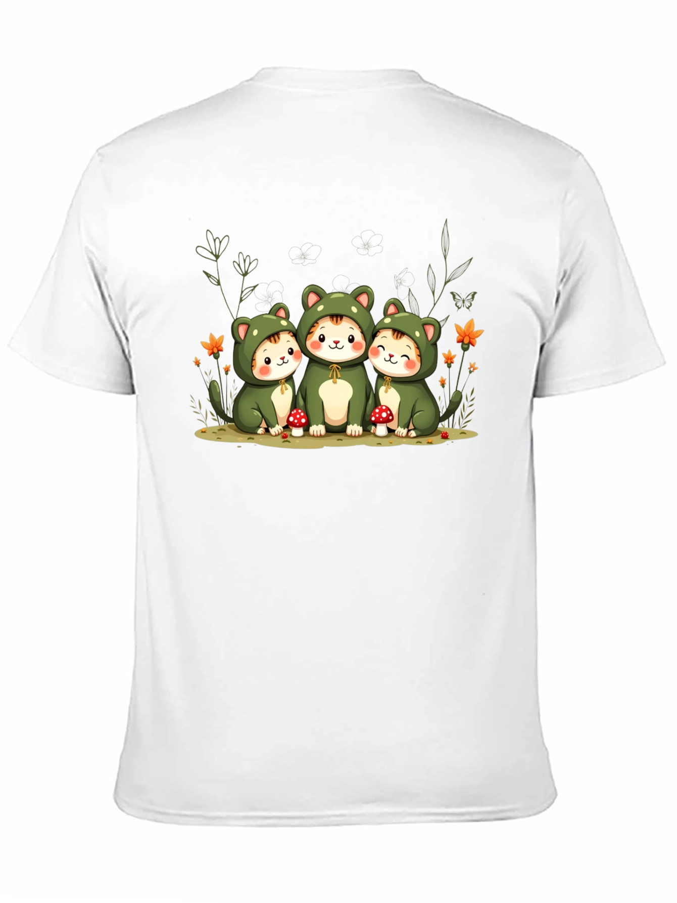 Black Cute Cats in Frog Costumes Black T-Shirt view 11