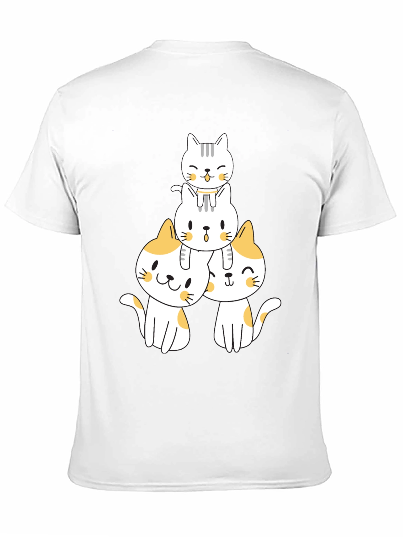 Black Cute Stacked Cats Graphic T-Shirt view 11