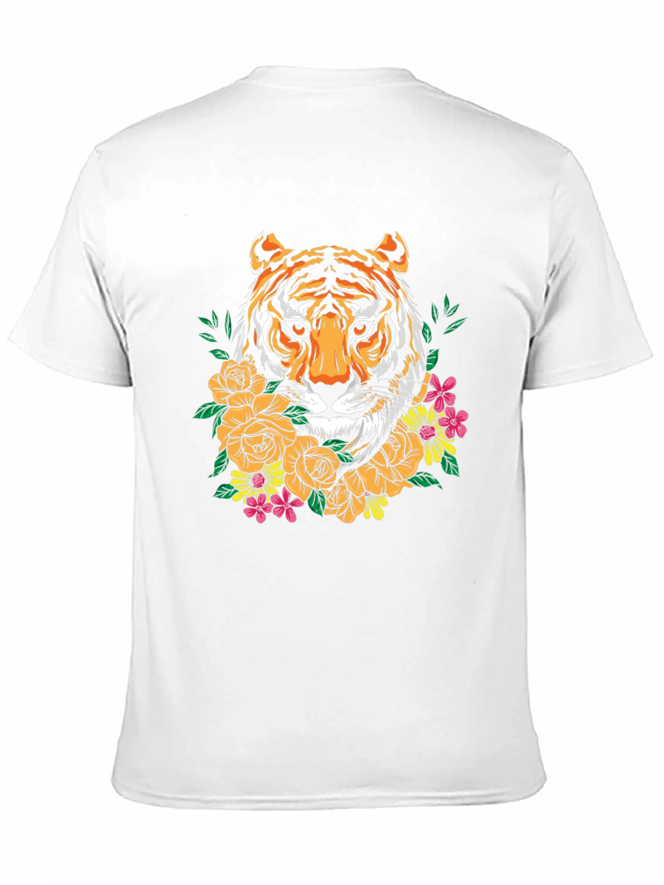 Black Tiger Floral Graphic Print Crew Neck T-Shirt view 11