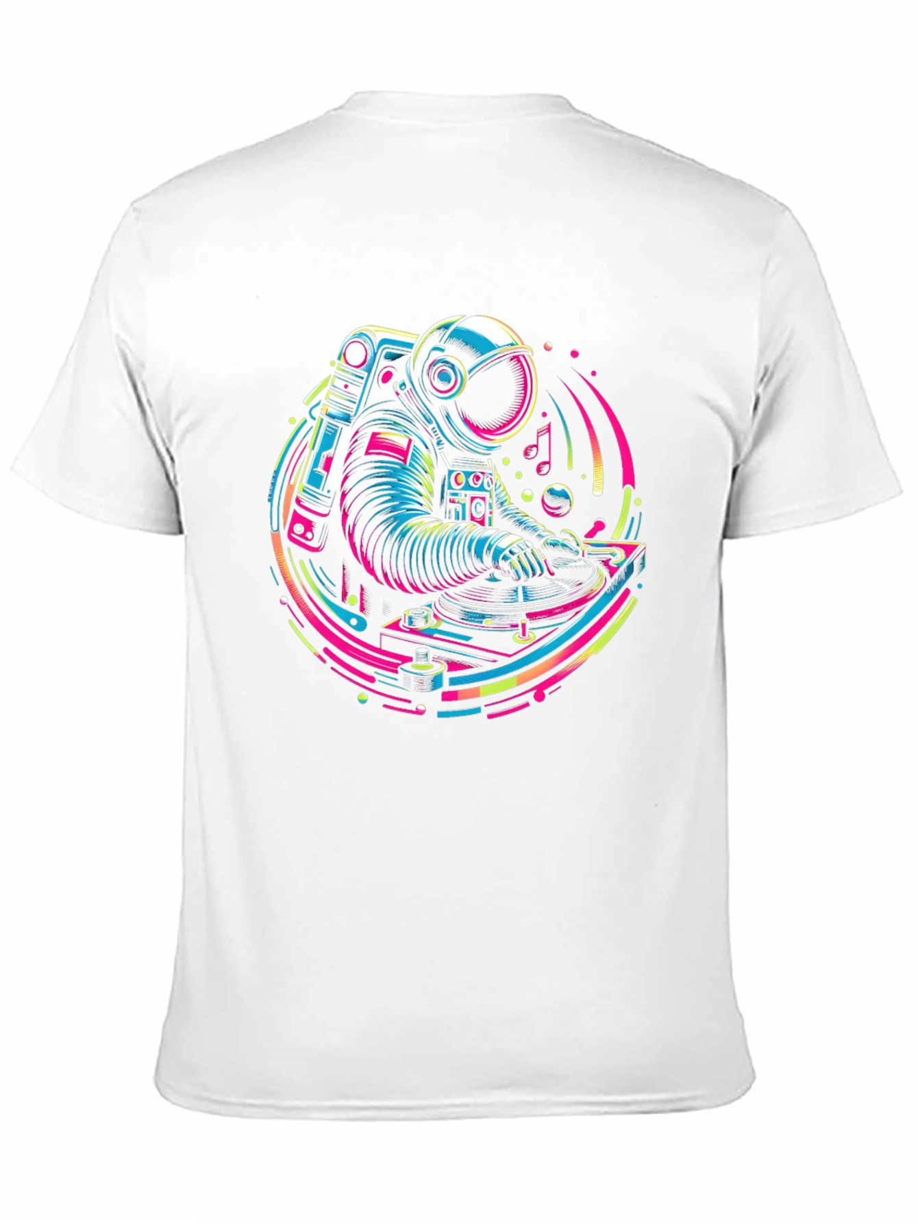 Black DJ Astronaut Graphic Tee - Neon Space Vibes view 11