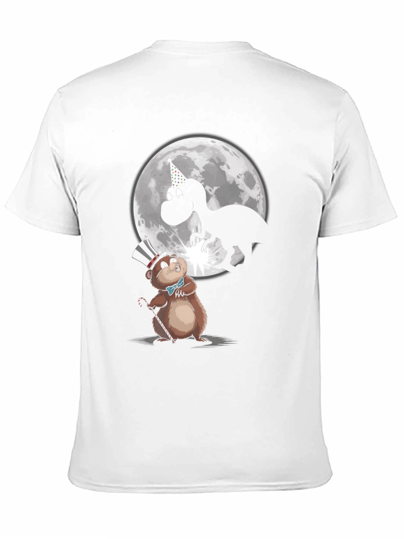Black Party Animal T-Shirt: Dino & Groundhog view 11