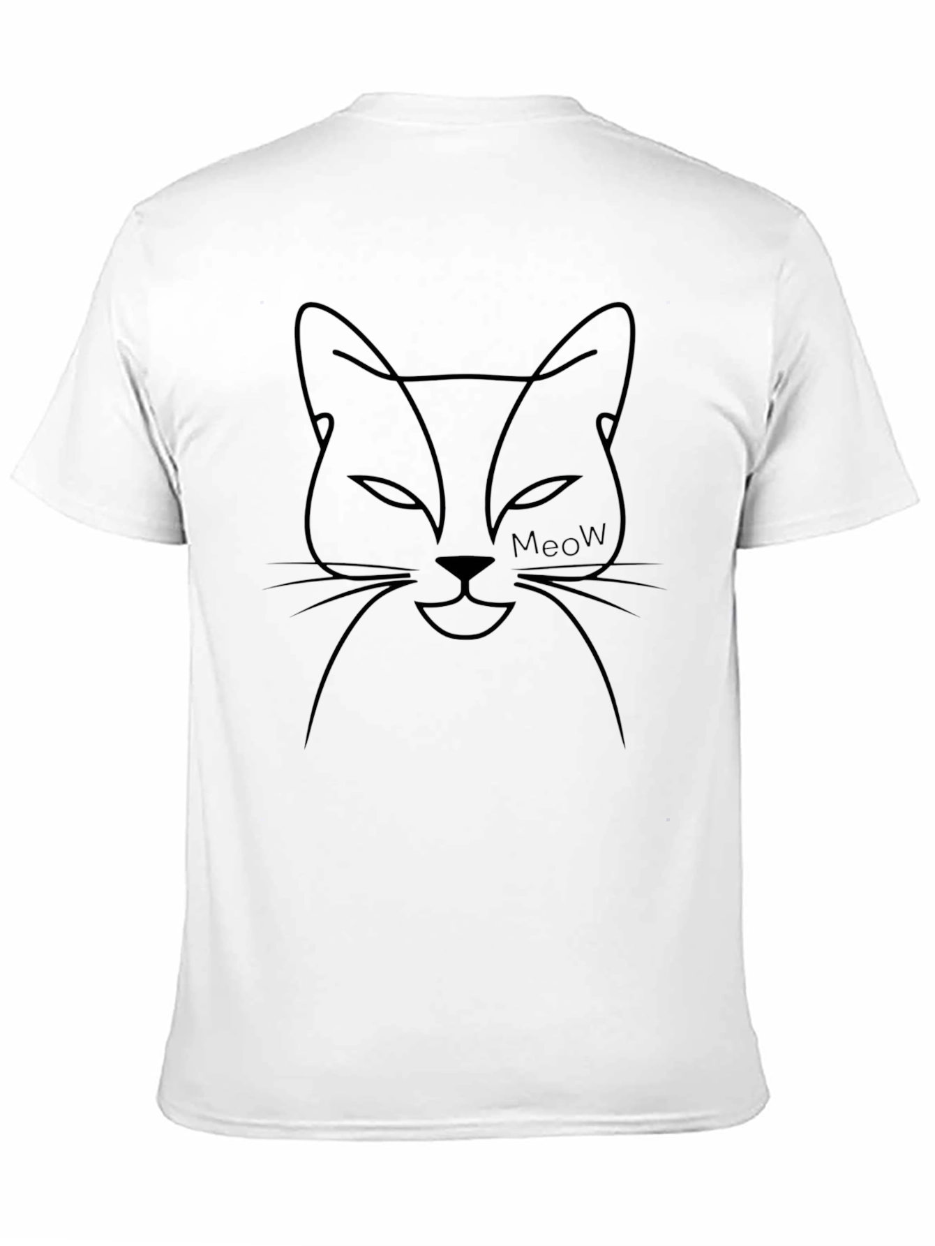 Black Minimalist Cat Face Tee - Soft Cotton Blend view 11