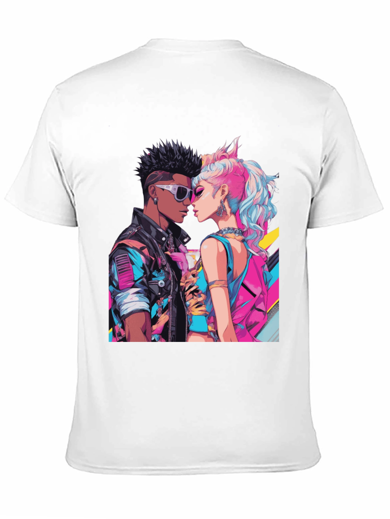 Black Retro Romance Graphic Tee - Cool Couple T-Shirt view 11