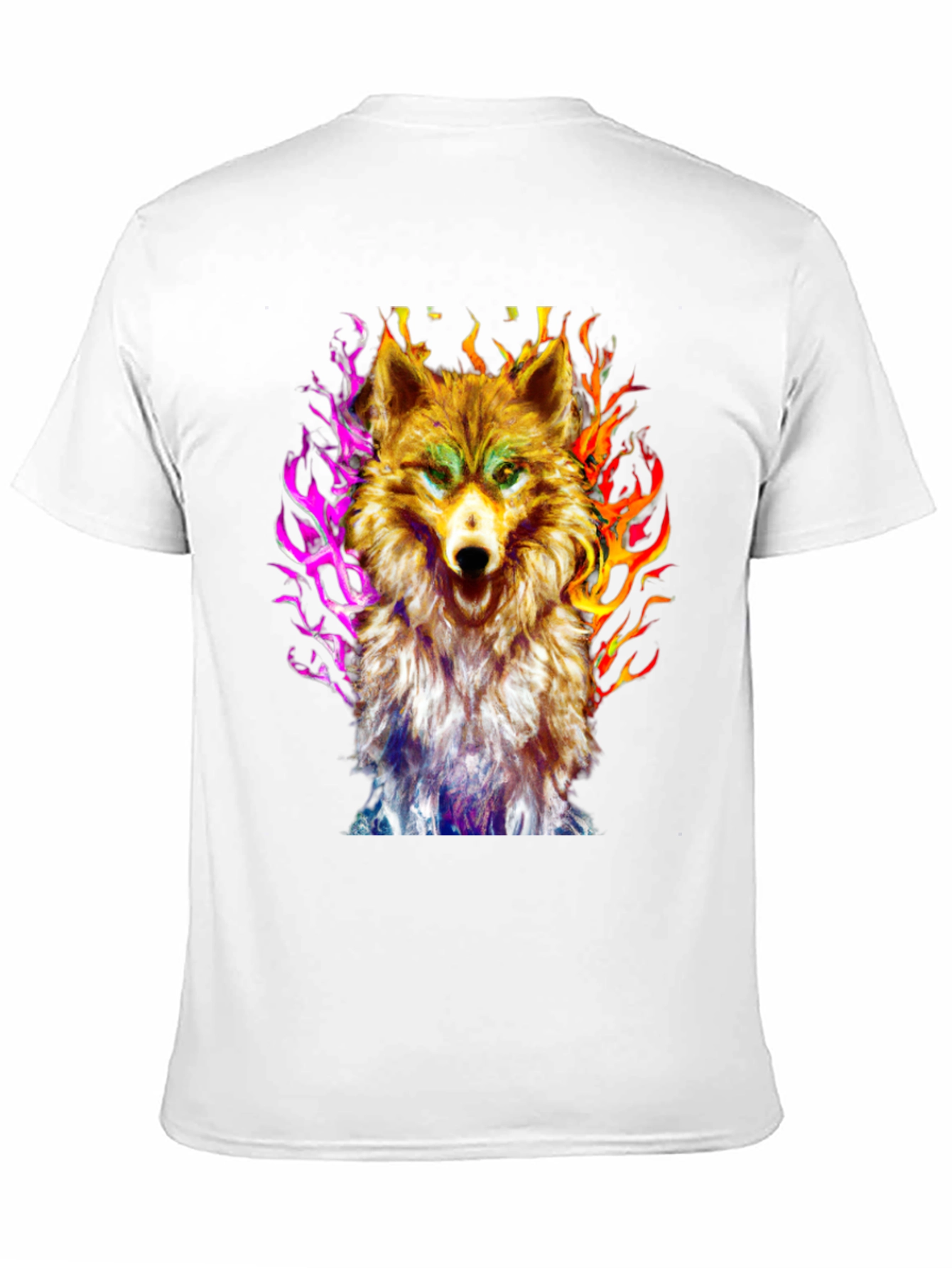 Black Fiery Wolf Graphic Tee - Black Cotton view 11