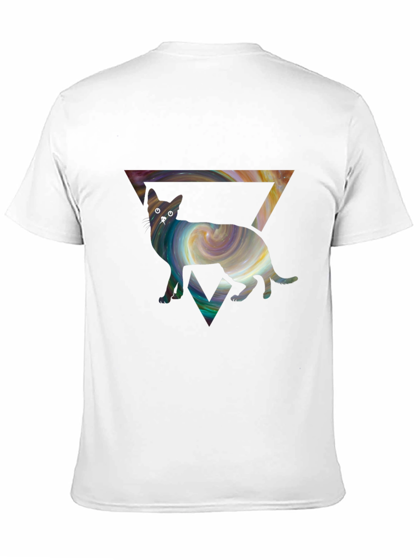 Black Cosmic Cat Triangle T-Shirt - Unique Graphic Tee view 11