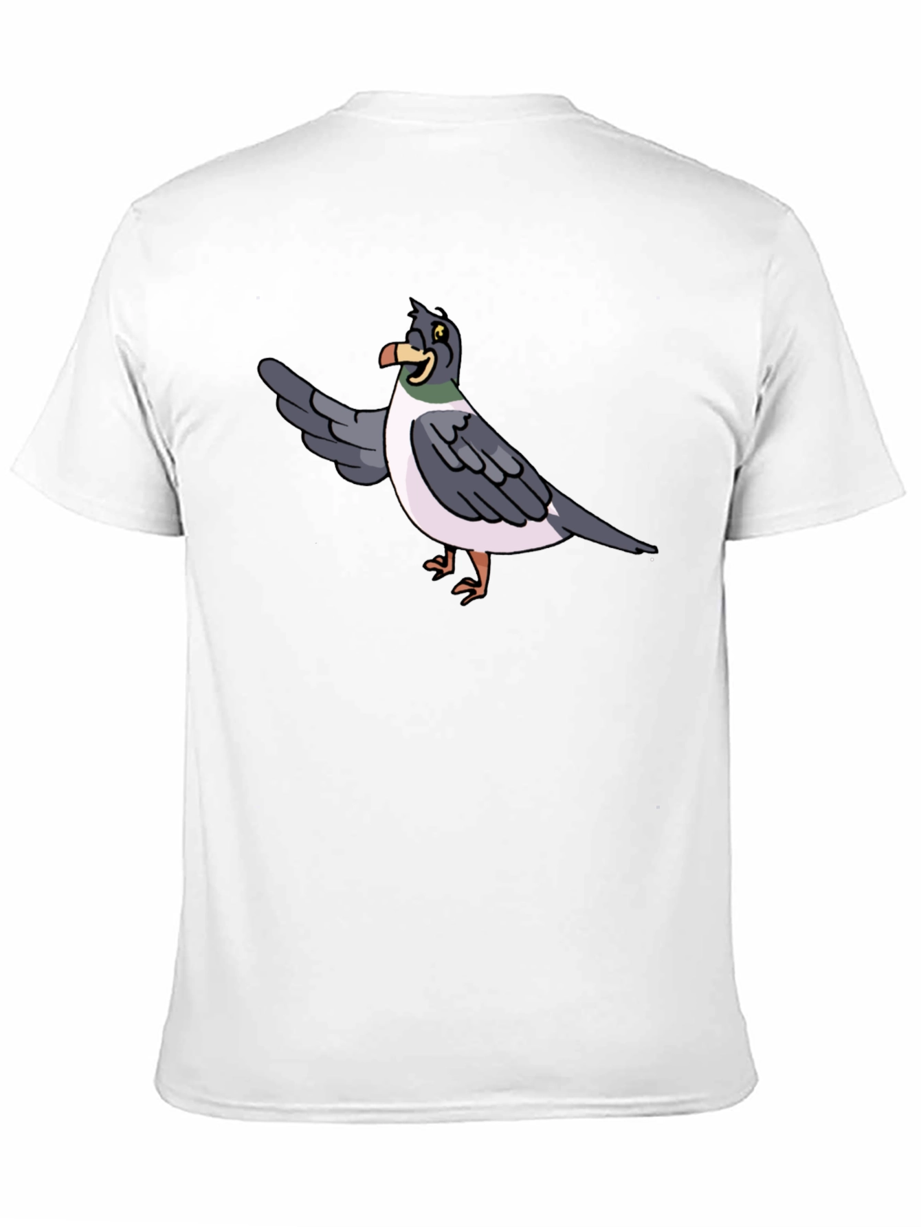 Black Funny Pigeon Cartoon Graphic Tee - Black view 11