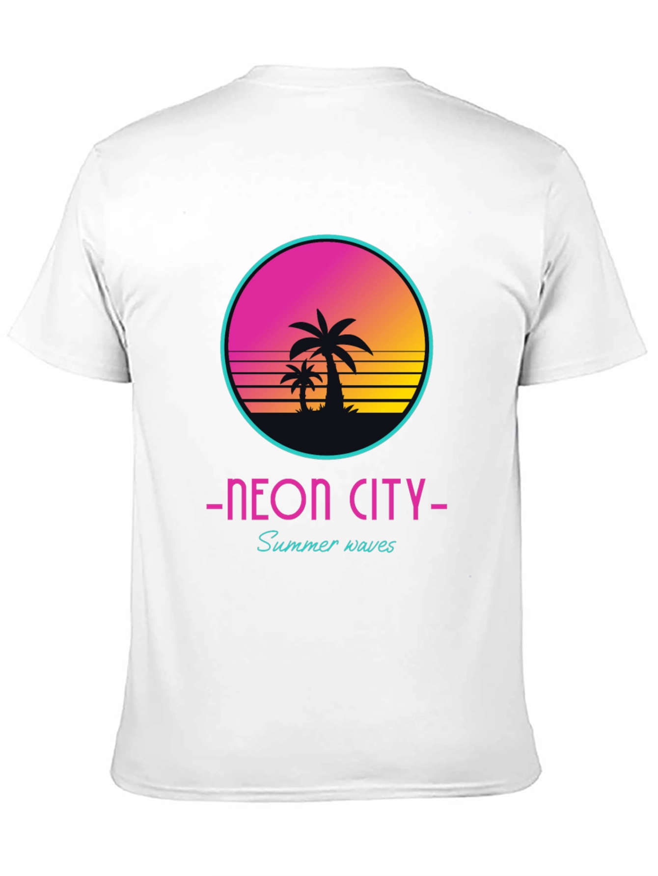 Black Neon City Summer Waves Graphic Tee view 11