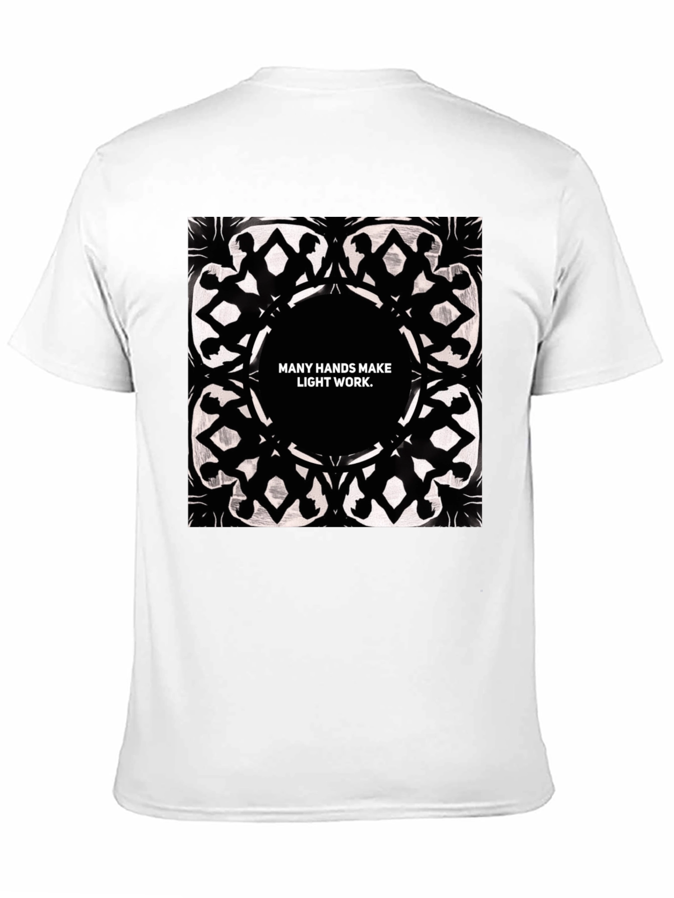 Black Unity Hands Tee - Many Hands Make Light Work Graphic T-Shirt view 11