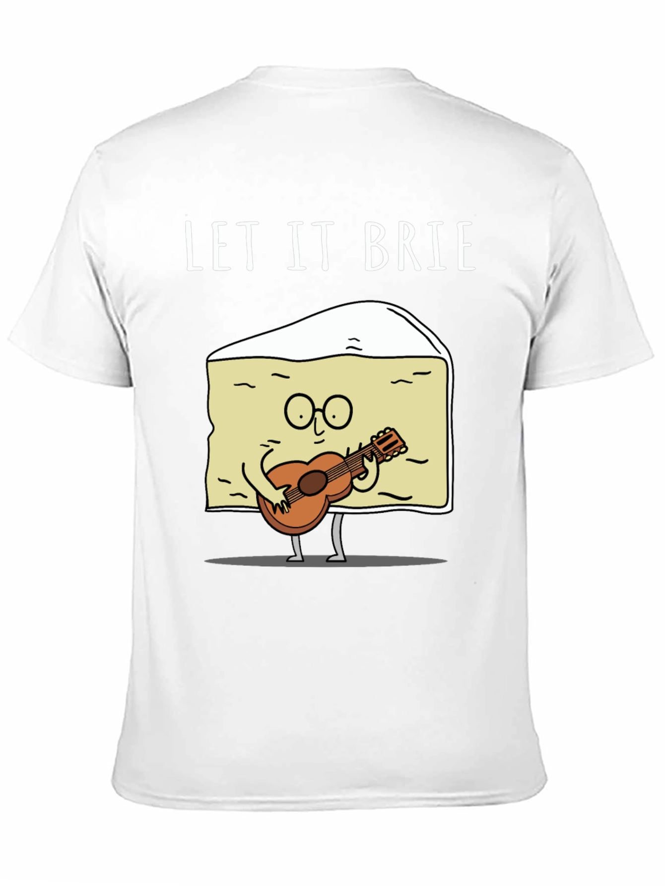 Black Let It Brie T-Shirt - Cheese Guitar Player view 11