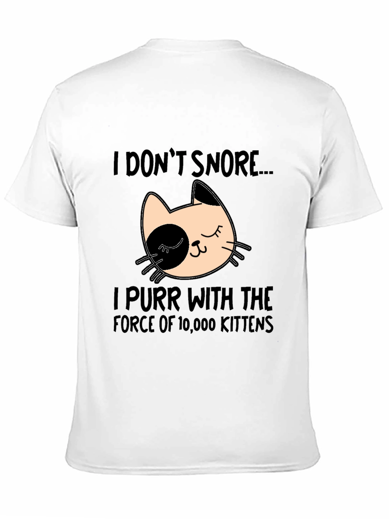 Black Funny Cat Purr T-Shirt - I Don't Snore view 11